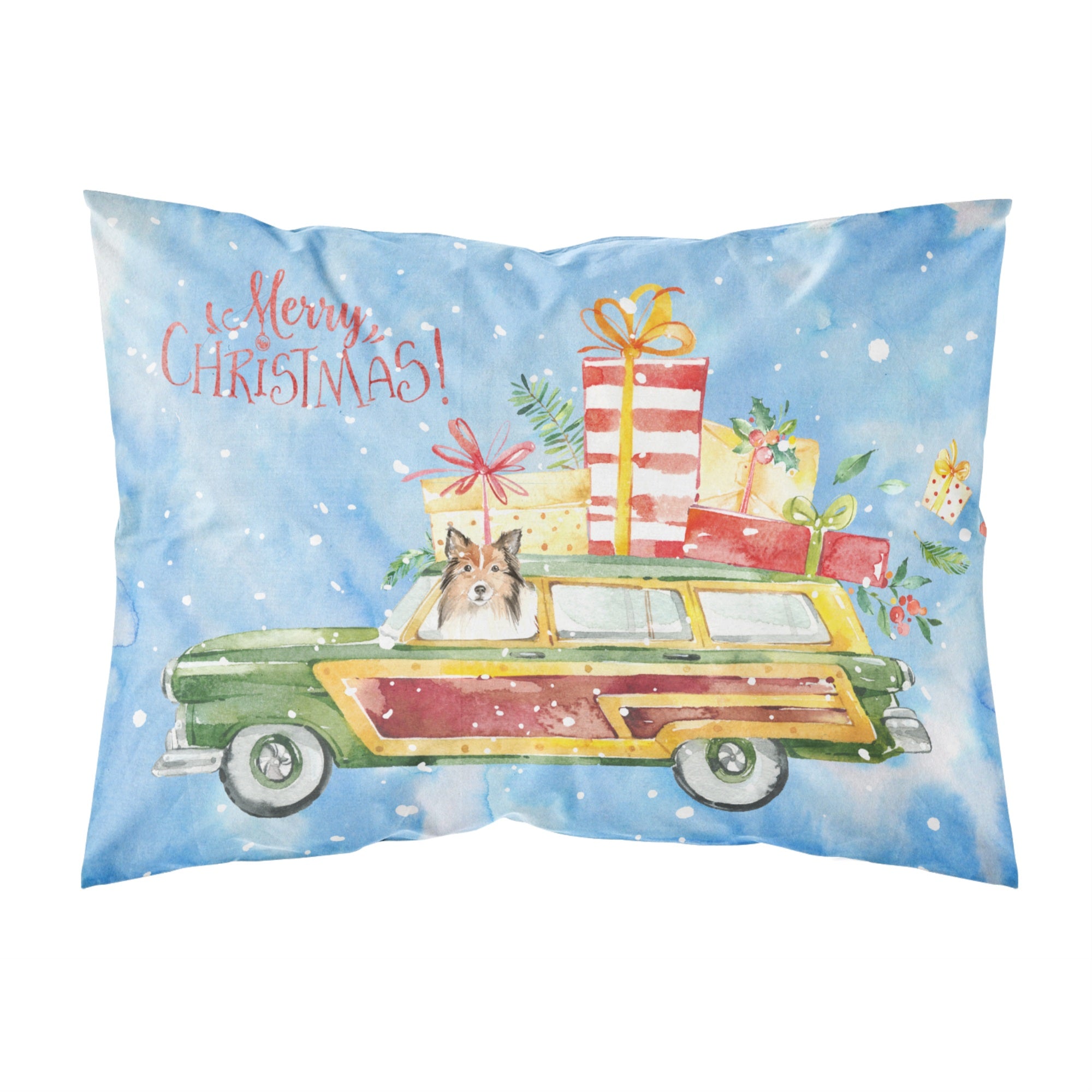 Merry Christmas Sheltie Fabric Standard Pillowcase