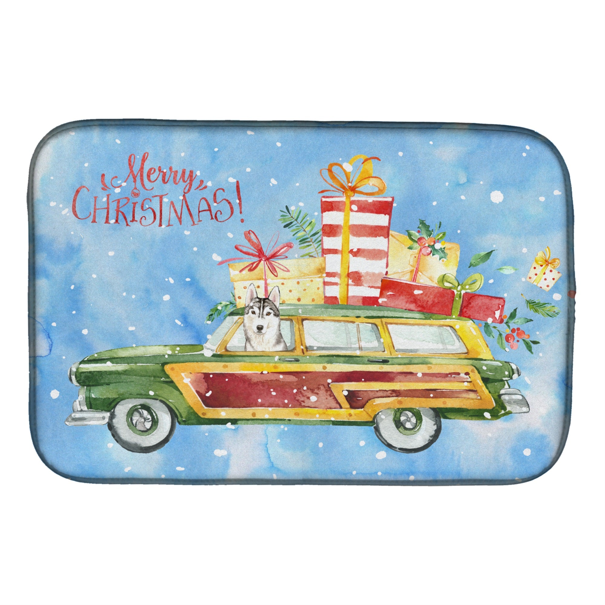Caroline'S Treasures Ck2424Ddm Merry Christmas Siberian Husky Dish-Drying-Mats, 14X21, Multicolor