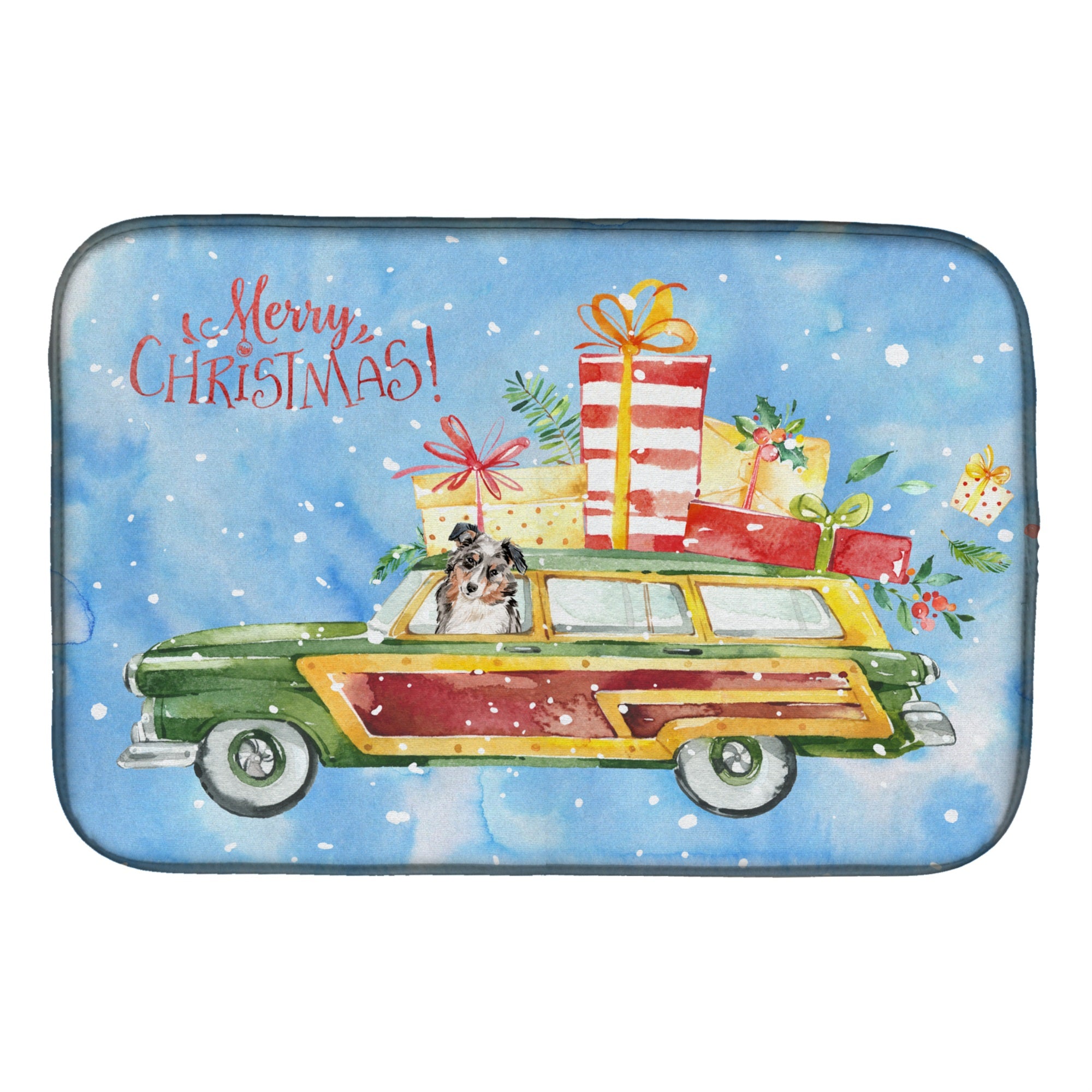 Caroline'S Treasures Ck2434Ddm Merry Christmas Australian Shepherd Dish-Drying-Mats, 14X21, Multicolor