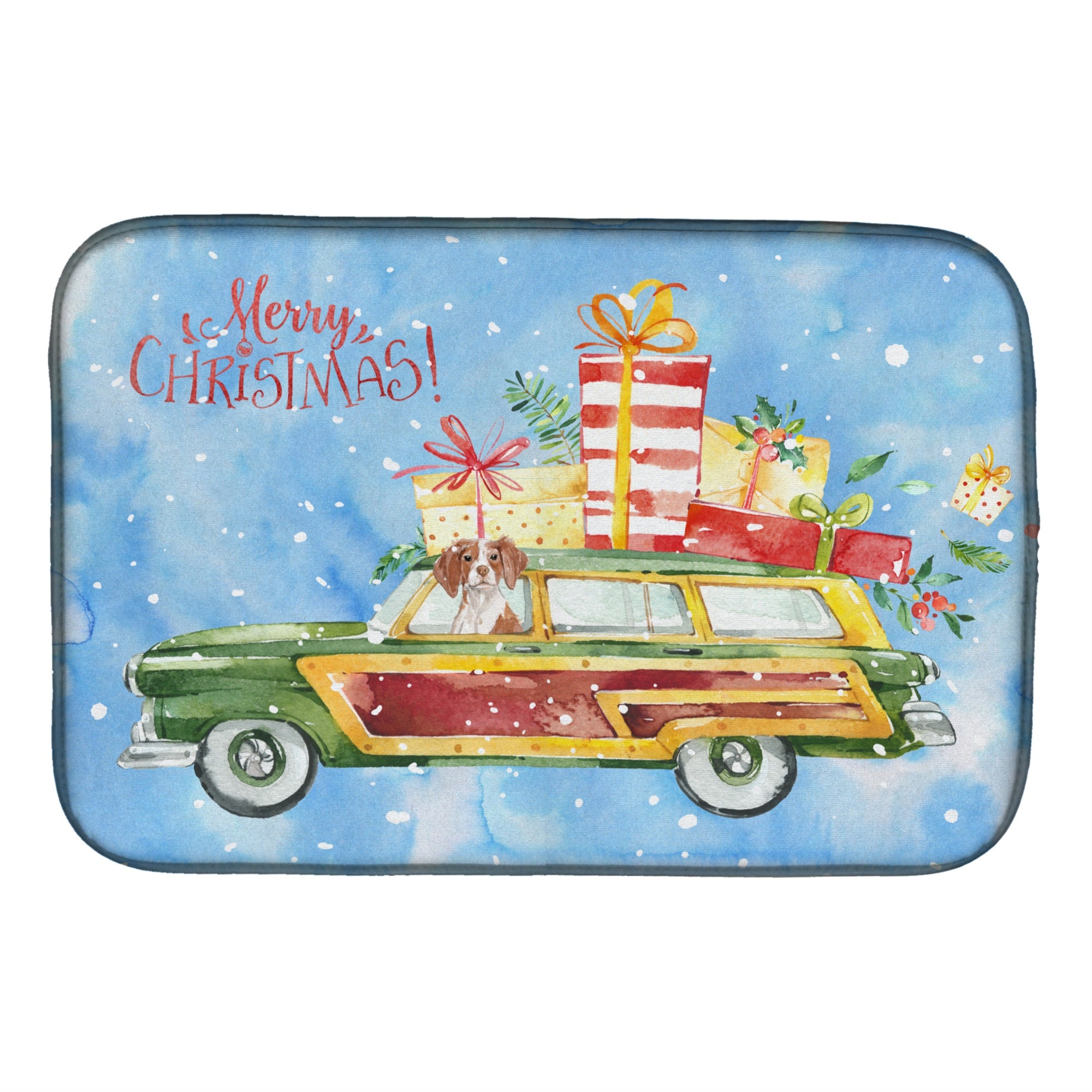 Caroline'S Treasures Ck2436Ddm Merry Christmas Brittany Spaniel Dish-Drying-Mats, 14X21, Multicolor
