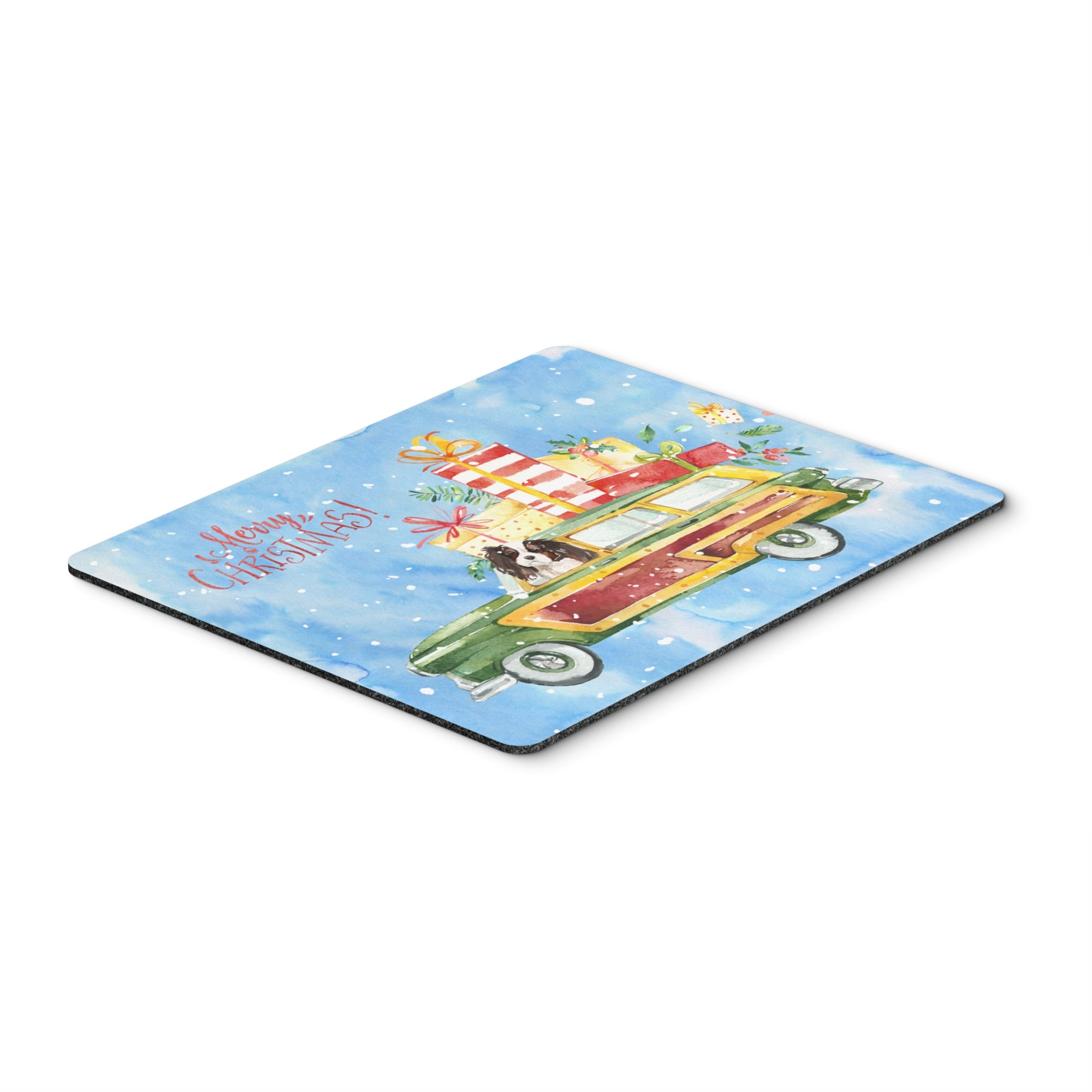 Merry Christmas Tricolor Cavalier Spaniel Mouse Pad, Hot Pad Or Trivet