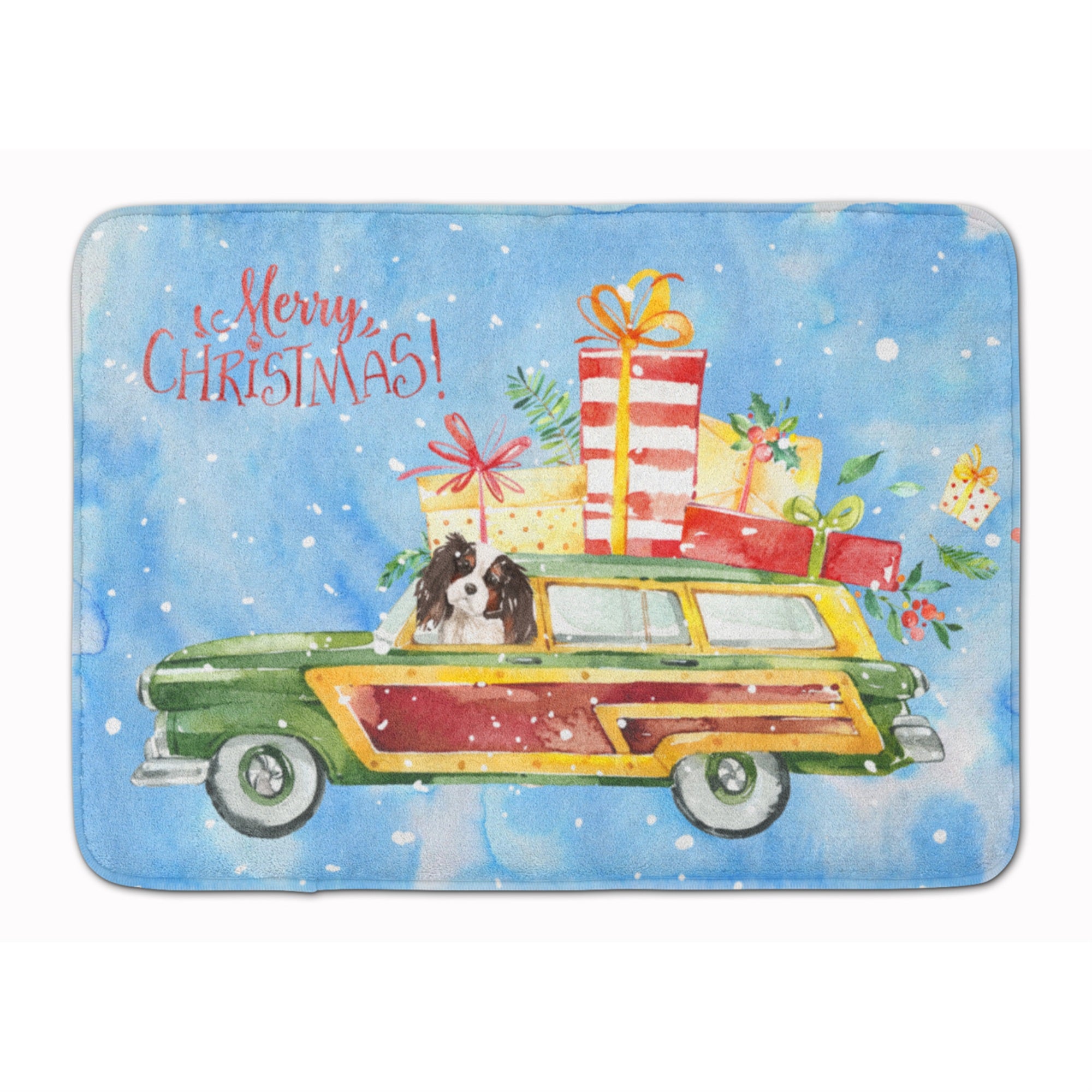 Caroline'S Treasures Merry Christmas Tricolor Cavalier Spaniel Machine Washable Memory Foam Mat Doormats, Multicolor