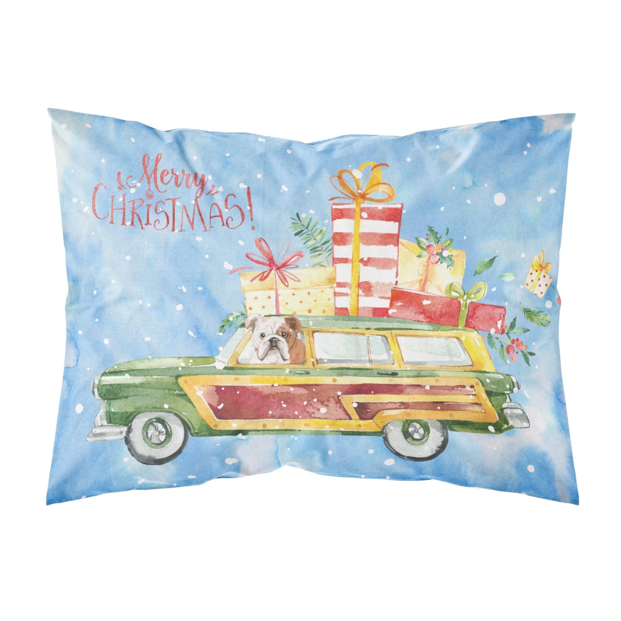 Merry Christmas English Bulldog Fabric Standard Pillowcase