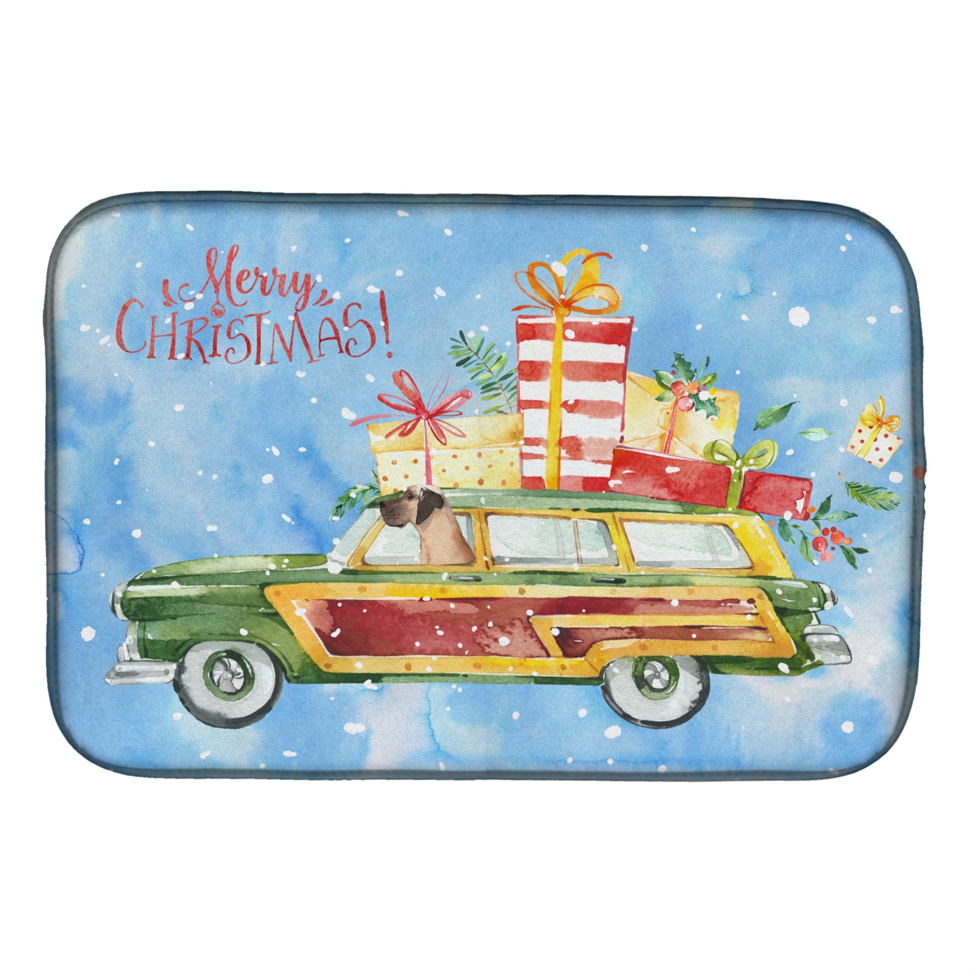 Caroline'S Treasures Ck2456Ddm Merry Christmas Dane Dish-Drying-Mats, 14X21, Multicolor