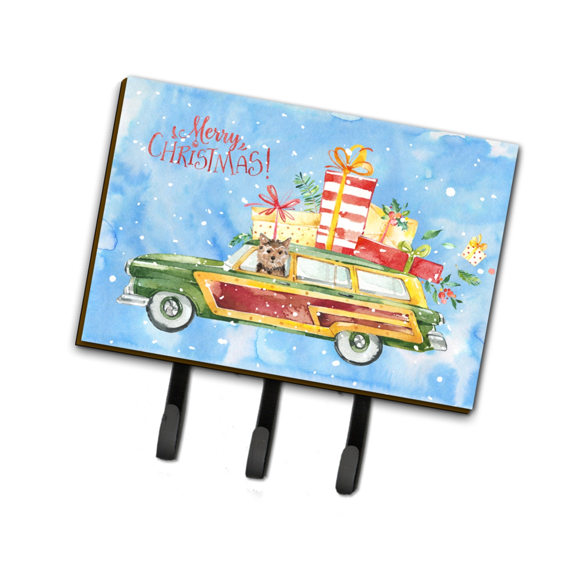 Caroline'S Treasures Merry Christmas Norwich Terrier Leash Or Key Holder Hooks, Multicolor