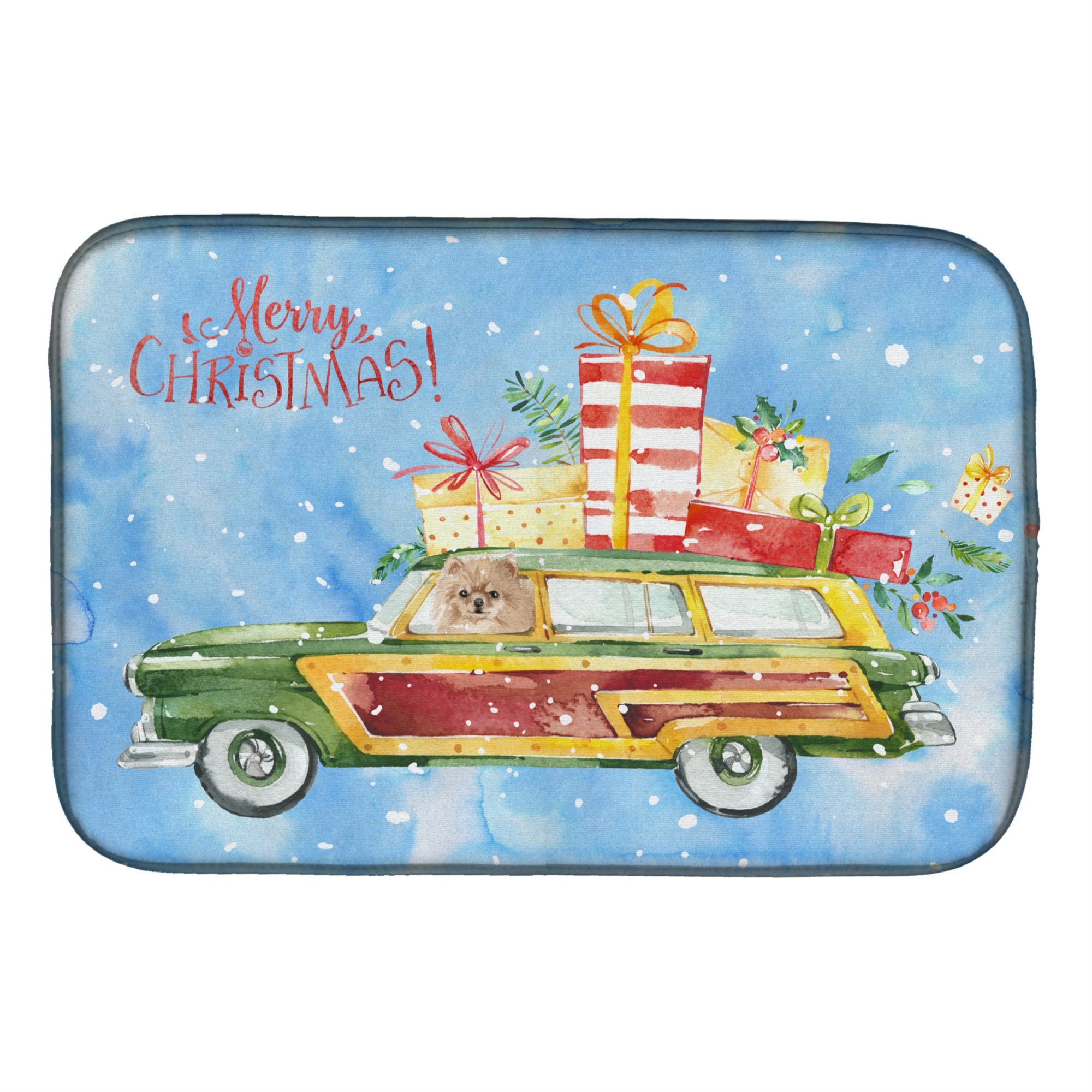 Caroline'S Treasures Ck2462Ddm Merry Christmas Pomeranian Dish-Drying-Mats, 14X21, Multicolor