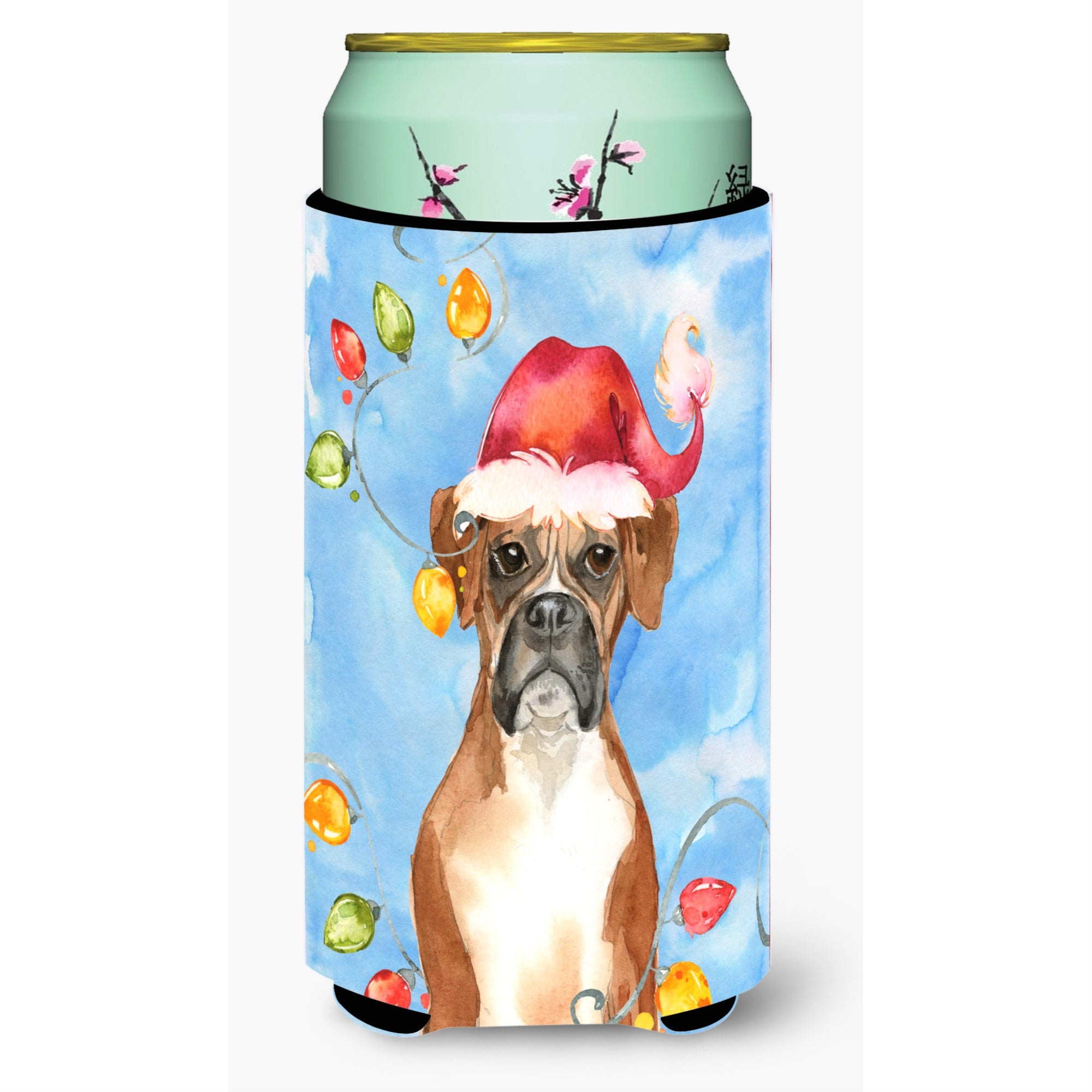 Caroline'S Treasures Ck2468Tbc Christmas Lights Boxer Tall Boy Hugger Cold-Beverage-Koozies, Multicolor