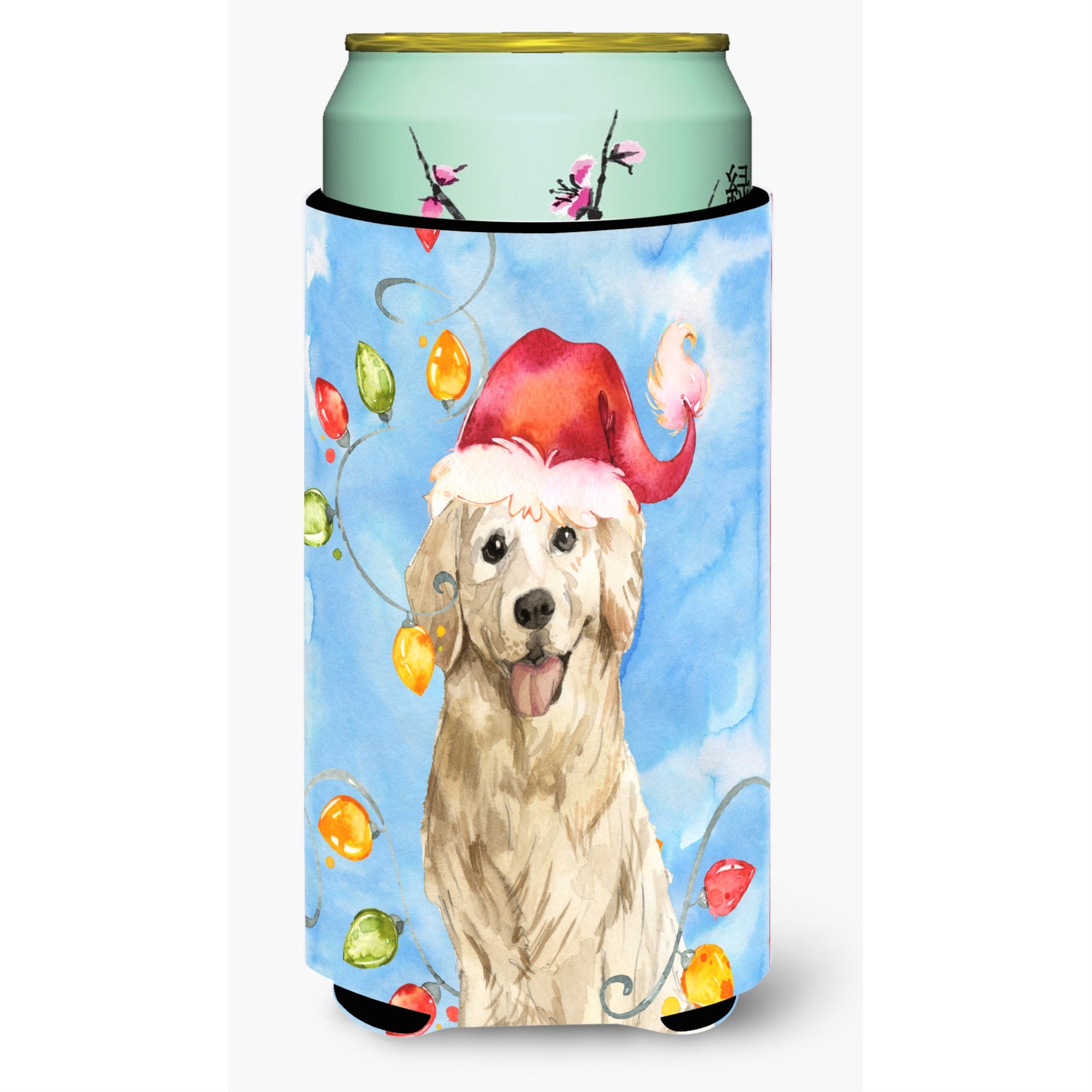 Caroline'S Treasures Ck2479Tbc Christmas Lights Golden Retriever Tall Boy Hugger Cold-Beverage-Koozies, Multicolor