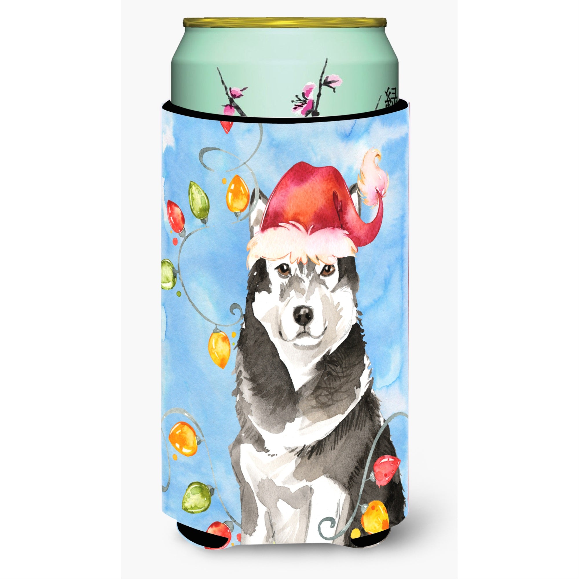 Caroline'S Treasures Ck2484Tbc Christmas Lights Alaskan Malamute Tall Boy Hugger Cold-Beverage-Koozies, Multicolor