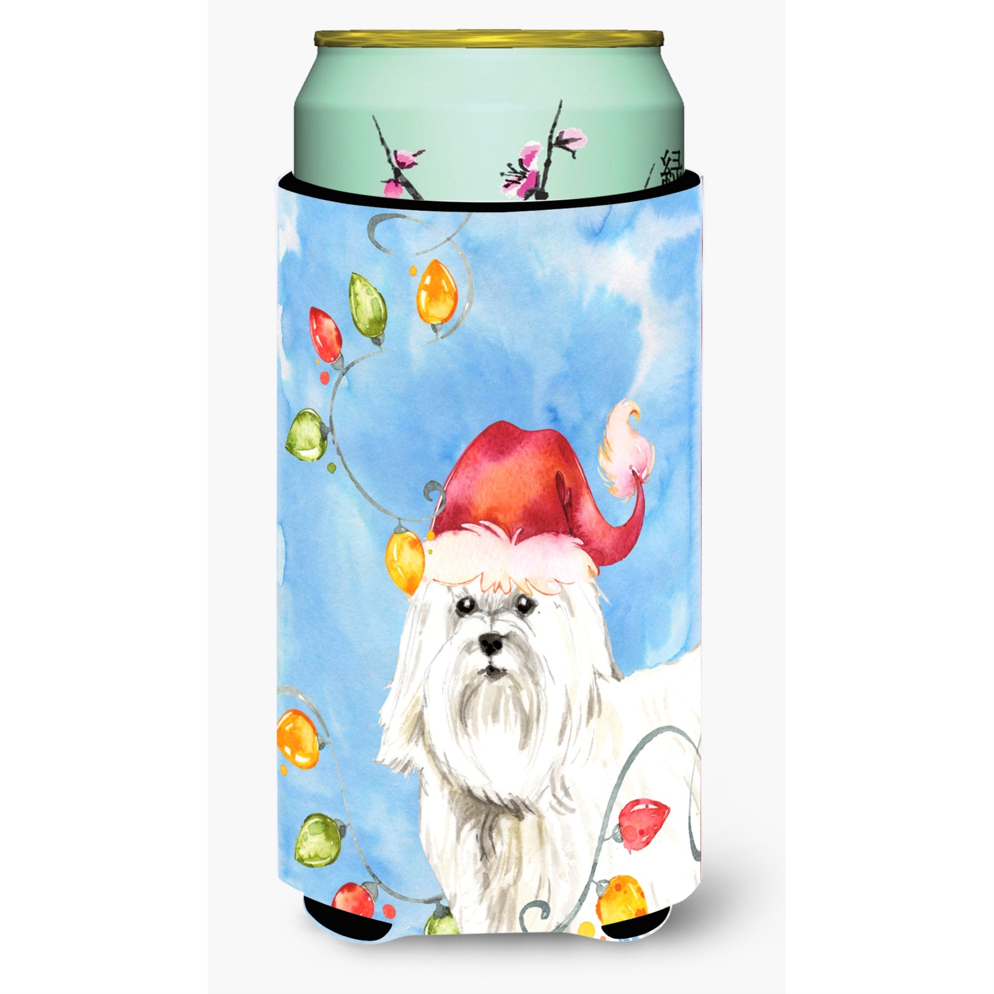 Caroline'S Treasures Ck2486Tbc Christmas Lights Maltese Tall Boy Hugger Cold-Beverage-Koozies, Multicolor