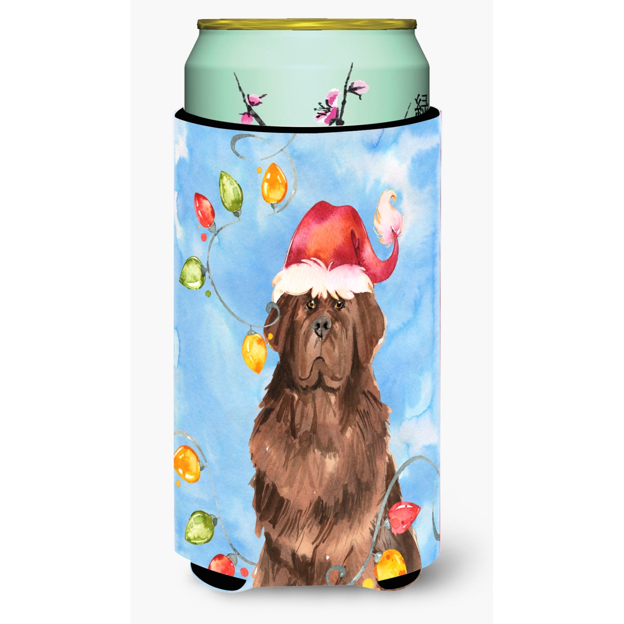 Caroline'S Treasures Ck2487Tbc Christmas Lights Newfoundland Tall Boy Hugger Cold-Beverage-Koozies, Multicolor