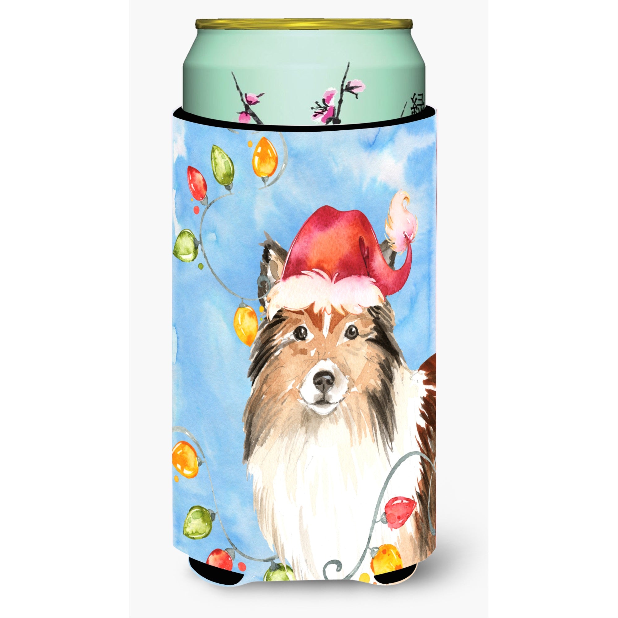 Caroline'S Treasures Ck2492Tbc Christmas Lights Sheltie Tall Boy Hugger Cold-Beverage-Koozies, Multicolor