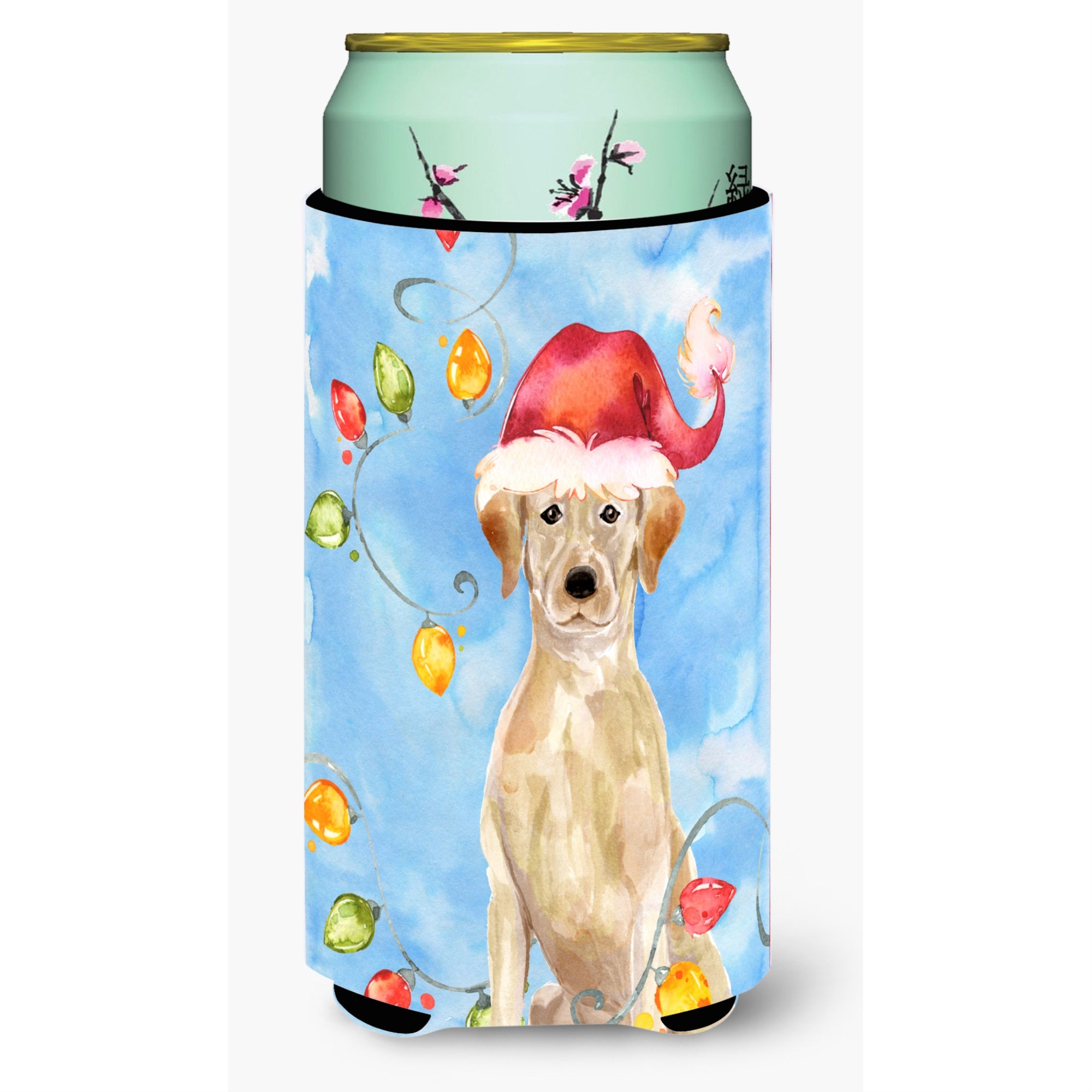 Caroline'S Treasures Ck2507Tbc Christmas Yellow Labrador Retriever Tall Boy Hugger Cold-Beverage-Koozies, Multicolor
