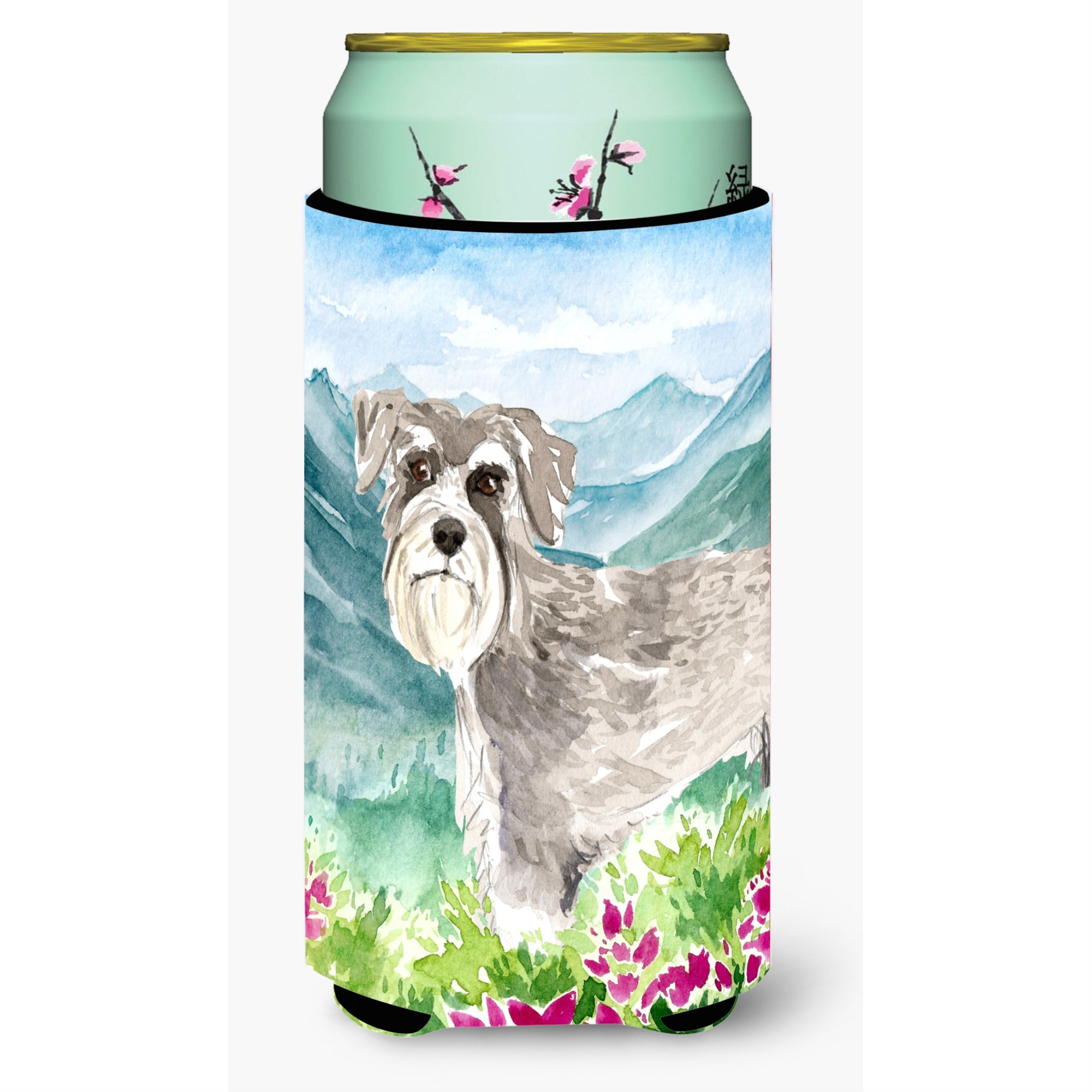 Caroline'S Treasures Ck2524Tbc Mountain Flowers Schnauzer #1 Tall Boy Hugger Cold-Beverage-Koozies, Multicolor
