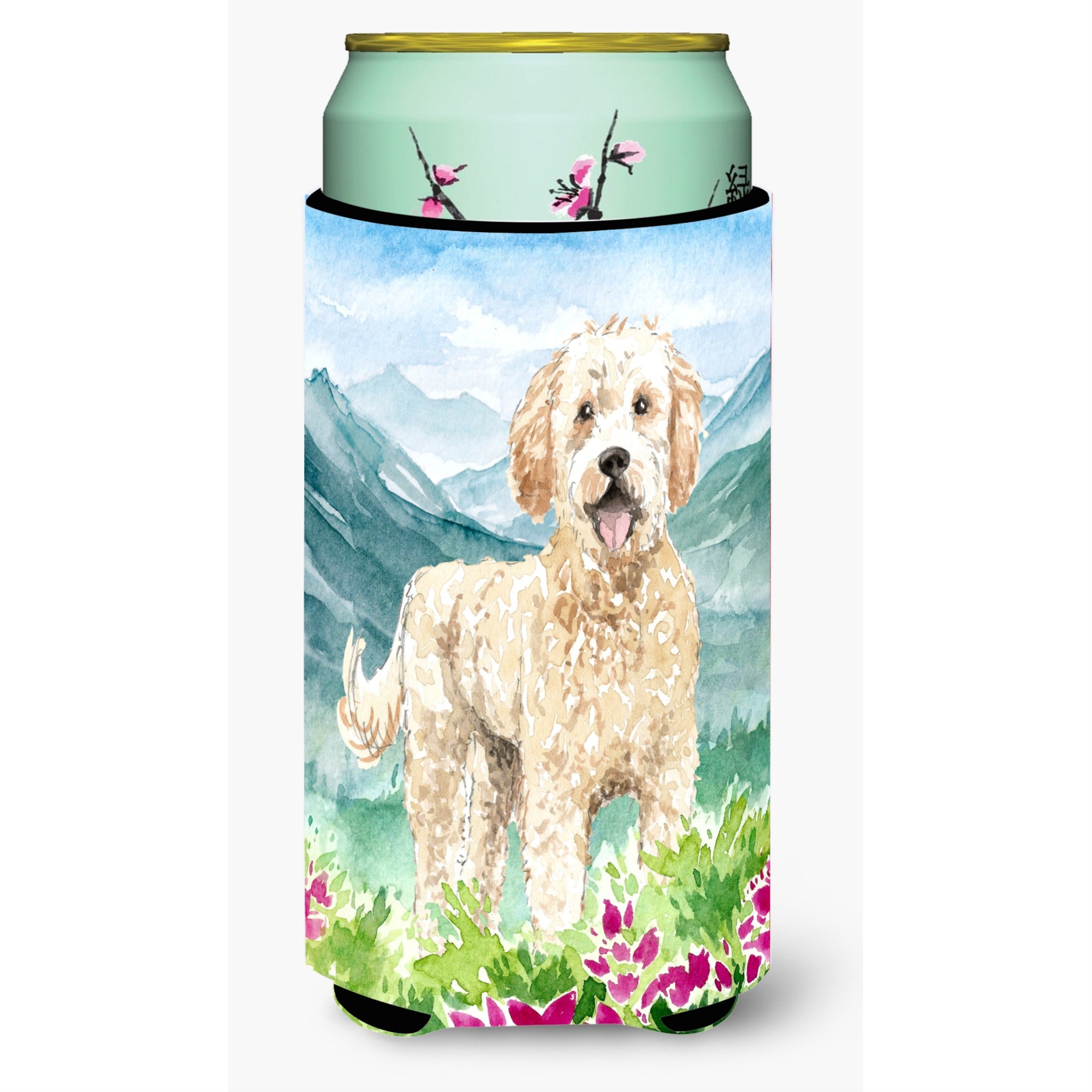 Caroline'S Treasures Ck2537Tbc Mountain Flowers Goldendoodle Tall Boy Hugger Cold-Beverage-Koozies, Multicolor