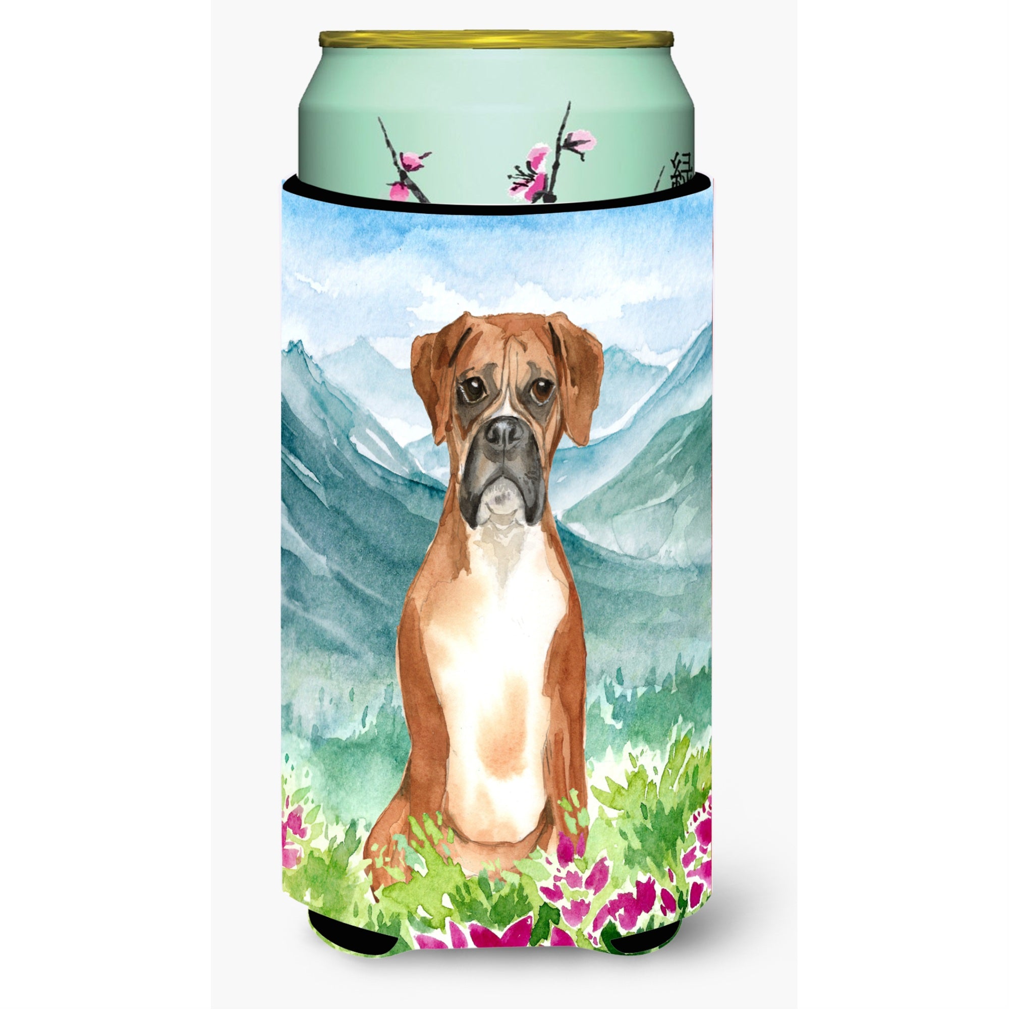 Caroline'S Treasures Ck2542Tbc Mountain Flowers Boxer Tall Boy Hugger Cold-Beverage-Koozies, Multicolor