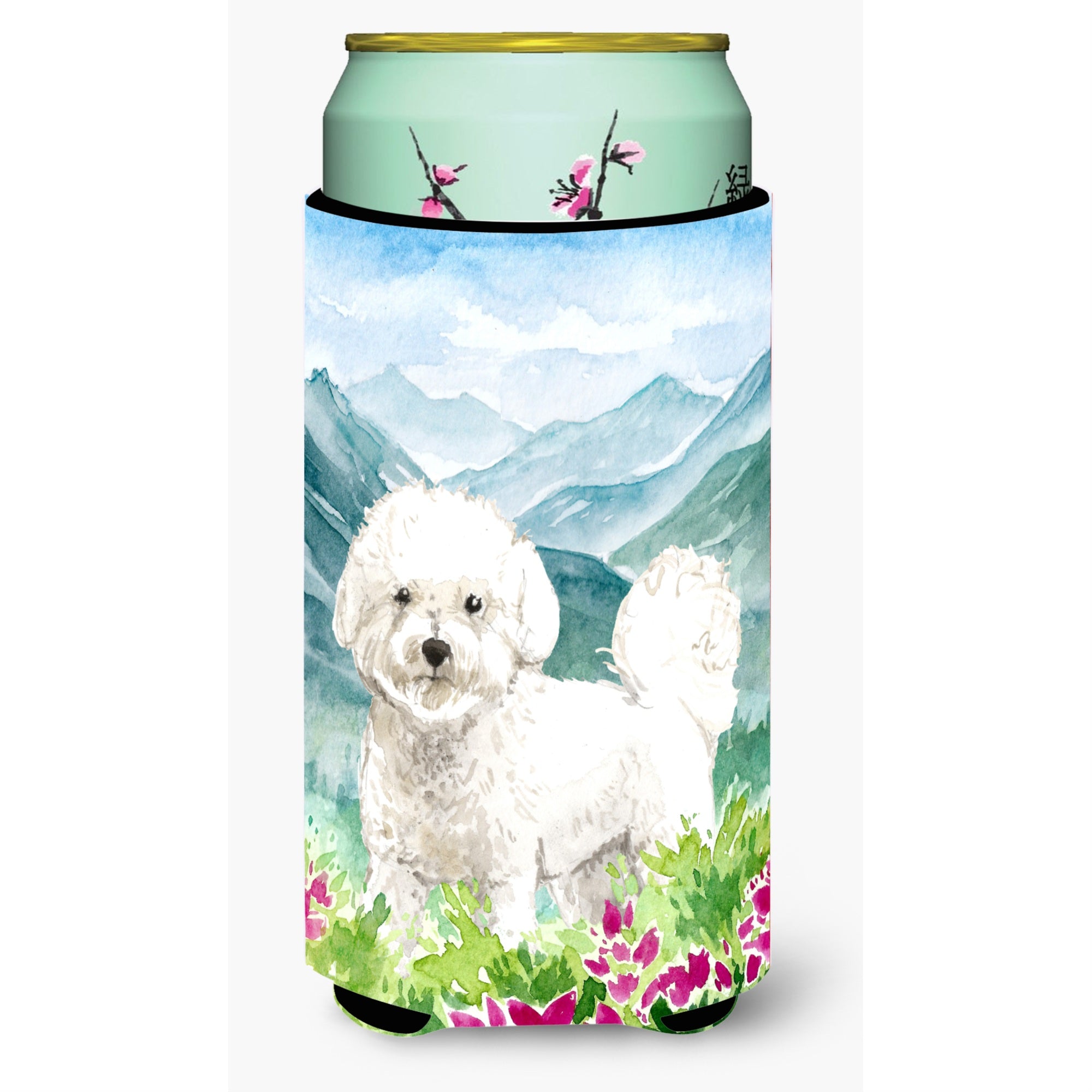 Caroline'S Treasures Ck2546Tbc Mountain Flowers Bichon Frise Tall Boy Hugger Cold-Beverage-Koozies, Multicolor