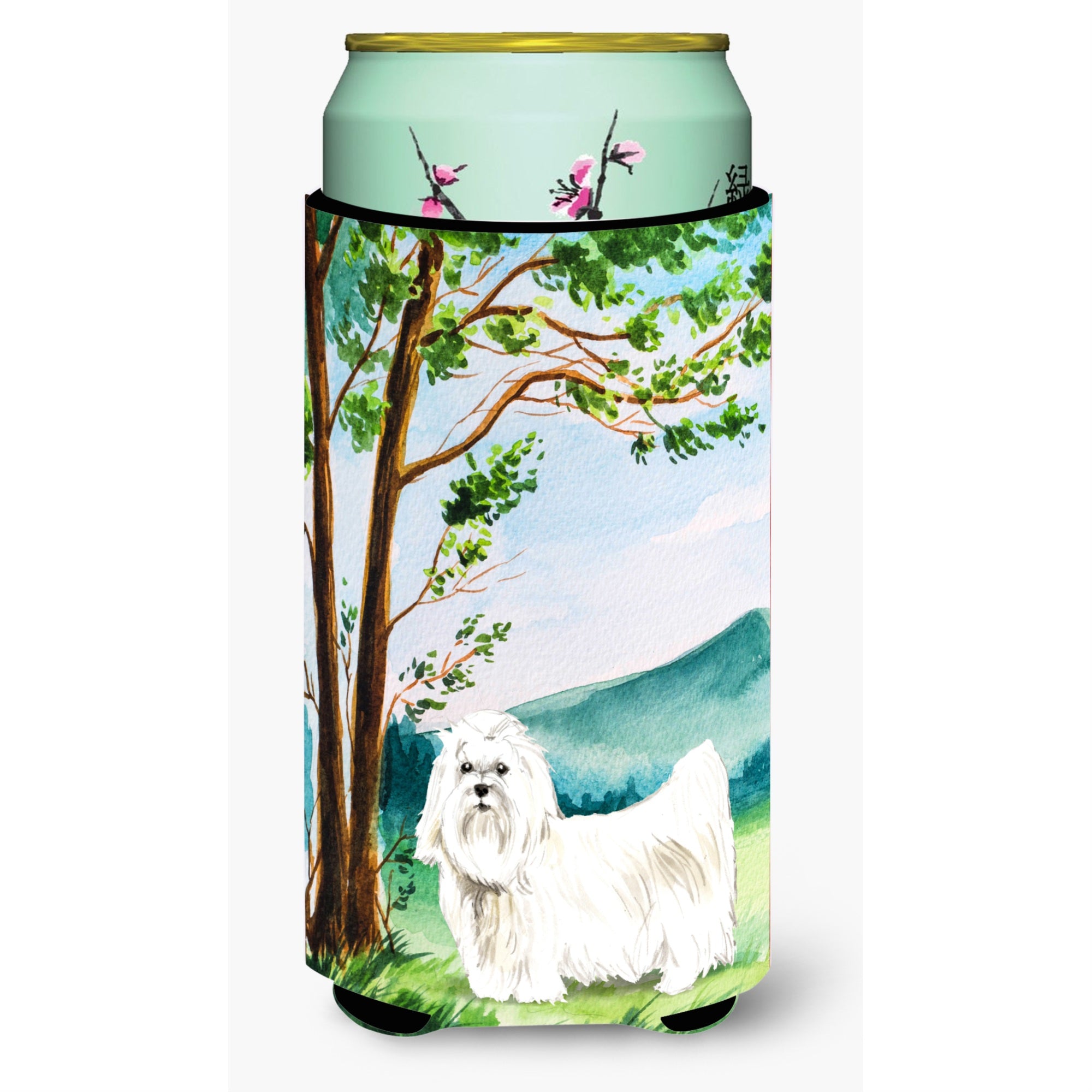 Caroline'S Treasures Ck2565Tbc Under The Tree Maltese Tall Boy Hugger Cold-Beverage-Koozies, Multicolor