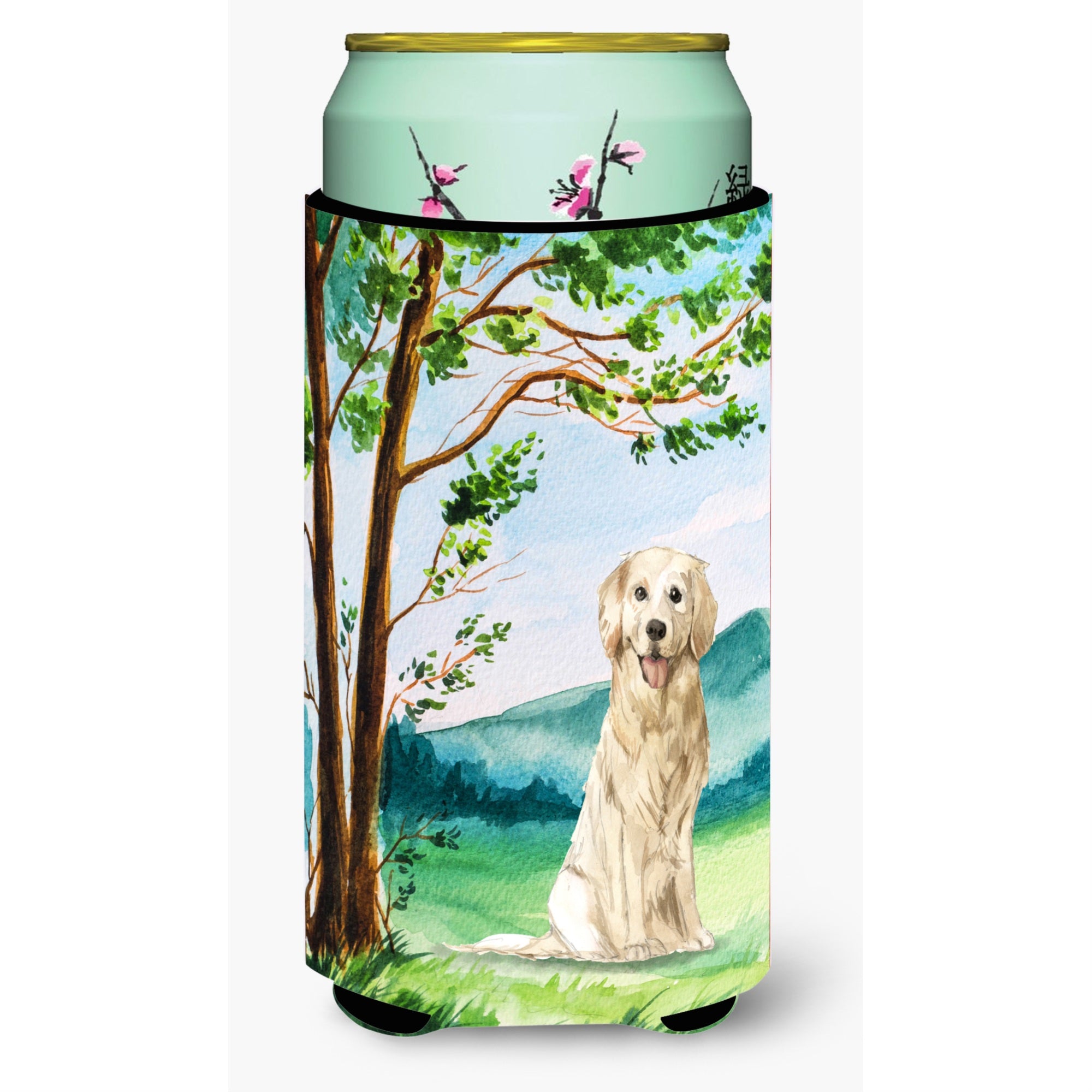 Caroline'S Treasures Ck2572Tbc Under The Tree Golden Retriever Tall Boy Hugger Cold-Beverage-Koozies, Multicolor
