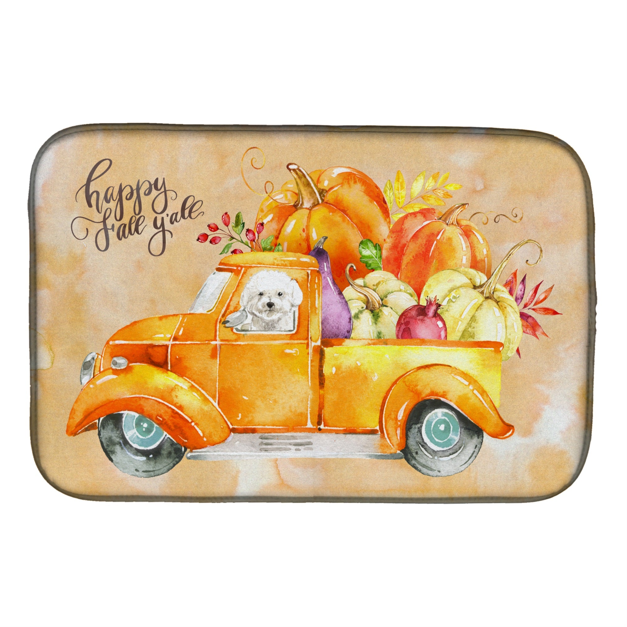 Caroline'S Treasures Ck2608Ddm Fall Harvest Bichon Fris Dish-Drying-Mats, 14X21, Multicolor