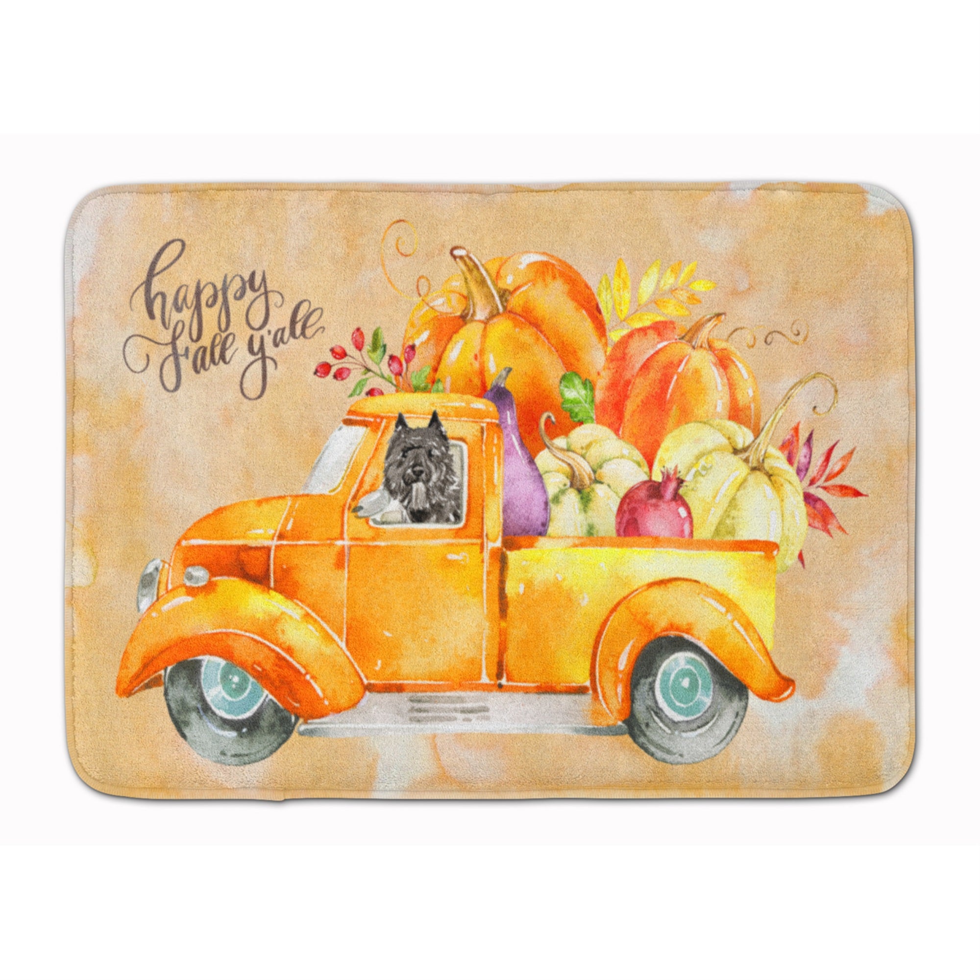Caroline'S Treasures Fall Harvest Bouvier Des Flandres Machine Washable Memory Foam Mat Doormats, Multicolor