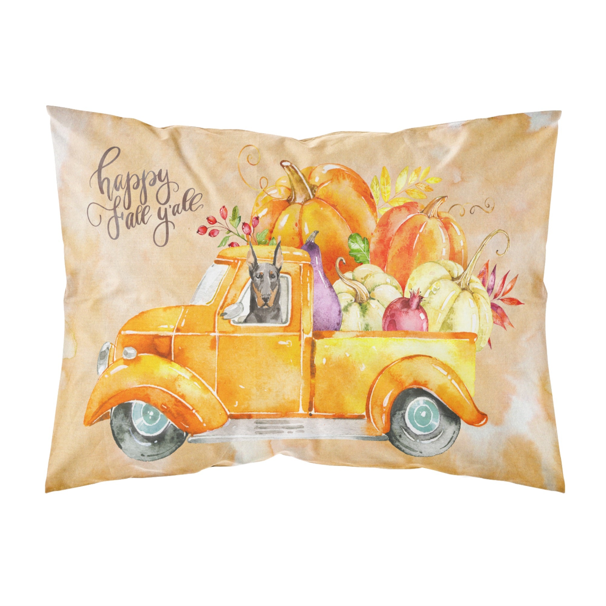 Fall Harvest Doberman Pinscher Fabric Standard Pillowcase