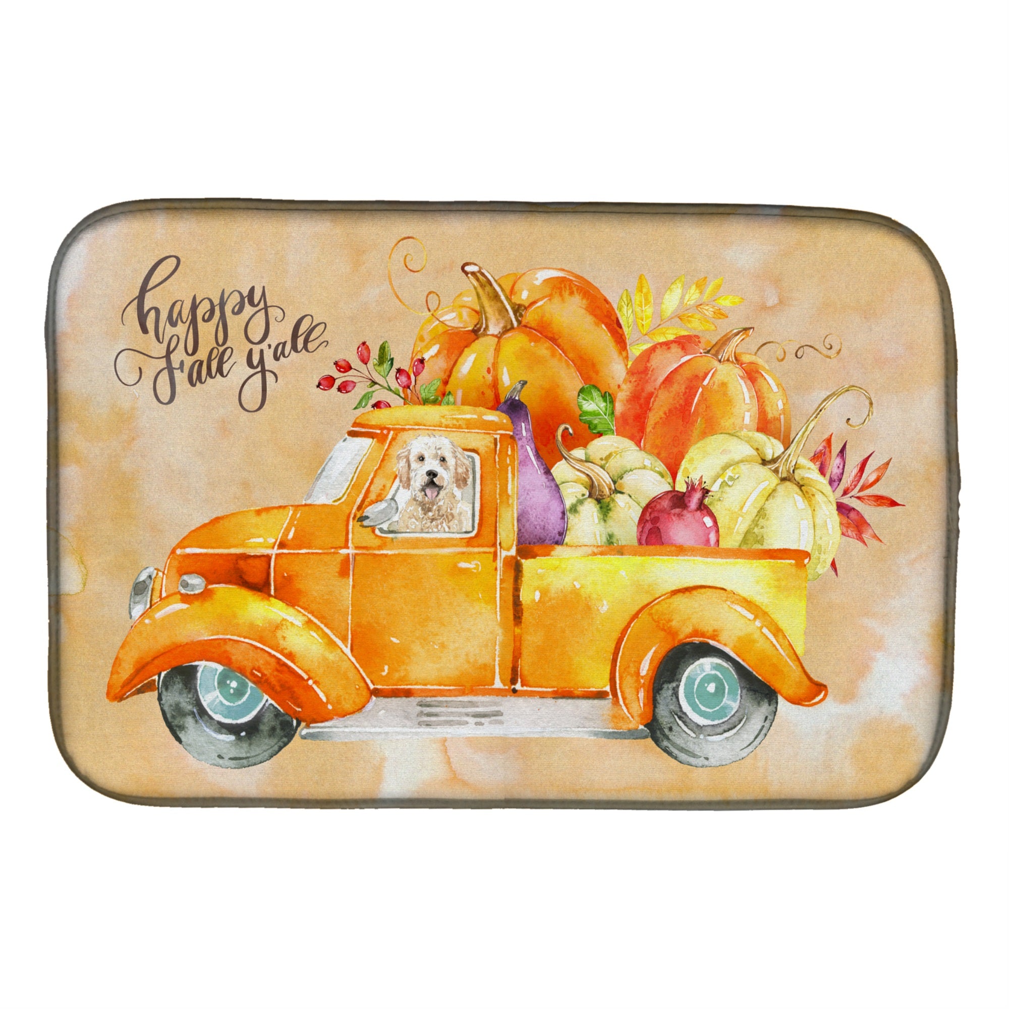 Caroline'S Treasures Ck2618Ddm Fall Harvest Goldendoodle Dish-Drying-Mats, 14X21, Multicolor