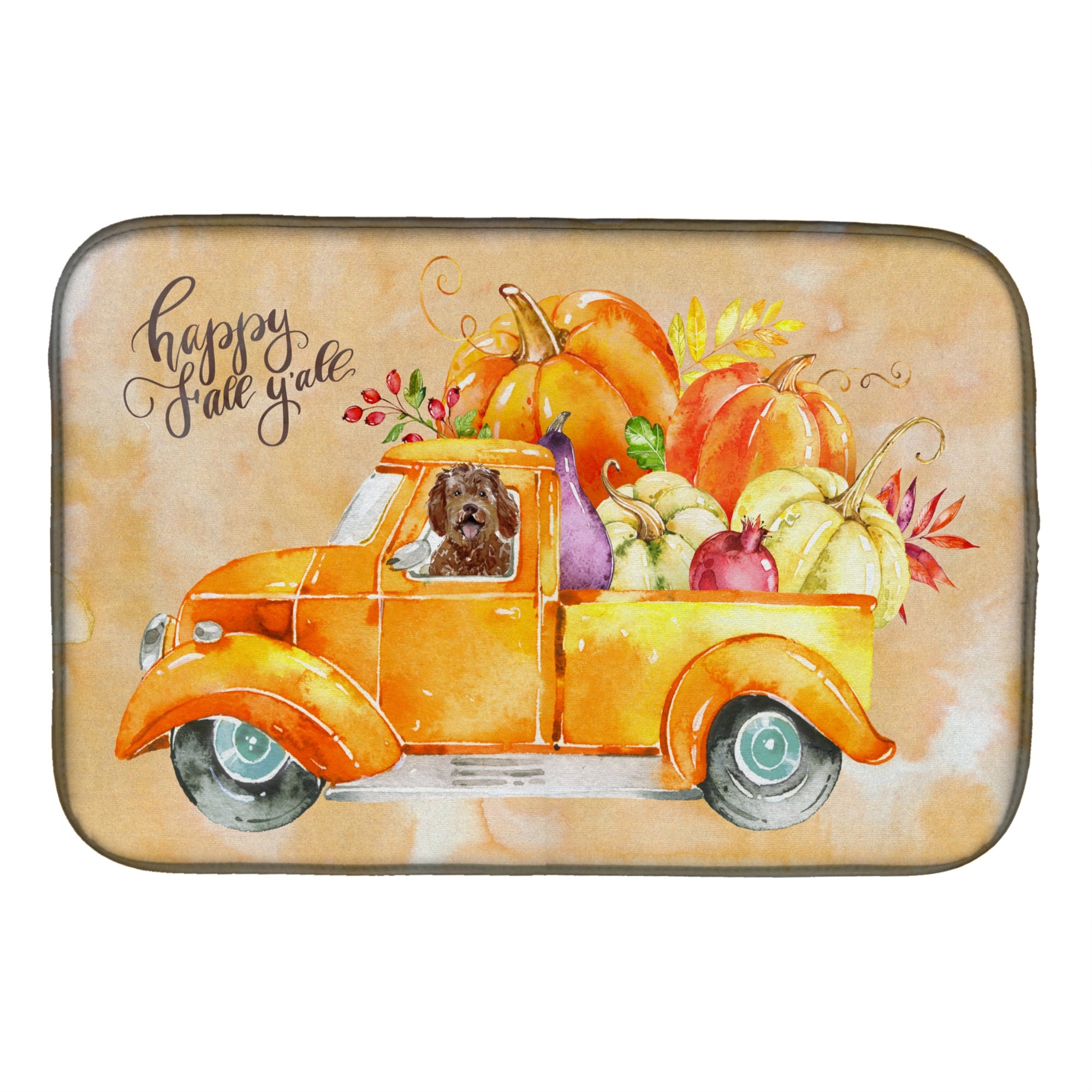 Caroline'S Treasures Ck2623Ddm Fall Harvest Labradoodle Dish-Drying-Mats, 14X21, Multicolor