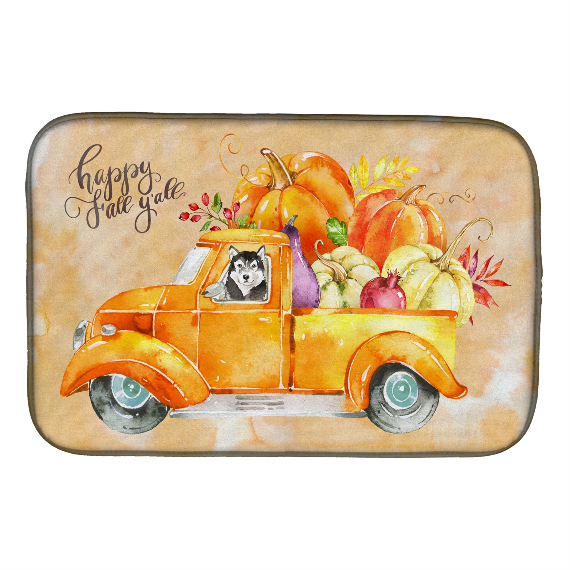 Caroline'S Treasures Ck2625Ddm Fall Harvest Alaskan Malamute Dish-Drying-Mats, 14X21, Multicolor