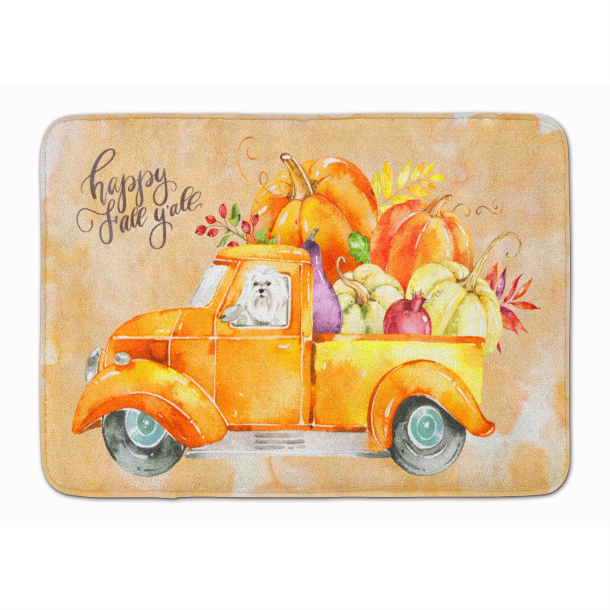 Caroline'S Treasures Fall Harvest Maltese Machine Washable Memory Foam Mat Doormats, Multicolor