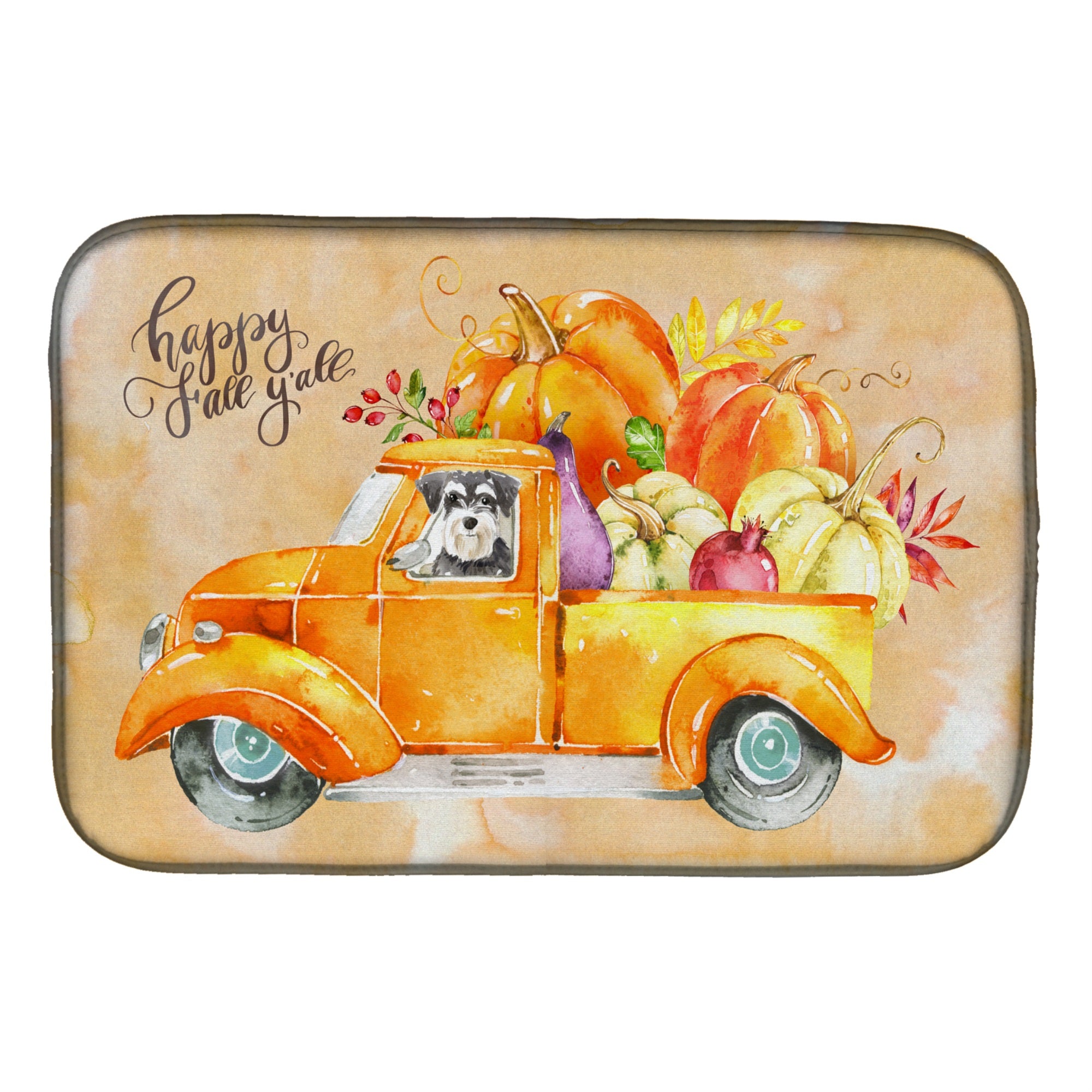 Caroline'S Treasures Ck2627Ddm Fall Harvest Schnauzer Dish-Drying-Mats, 14X21, Multicolor