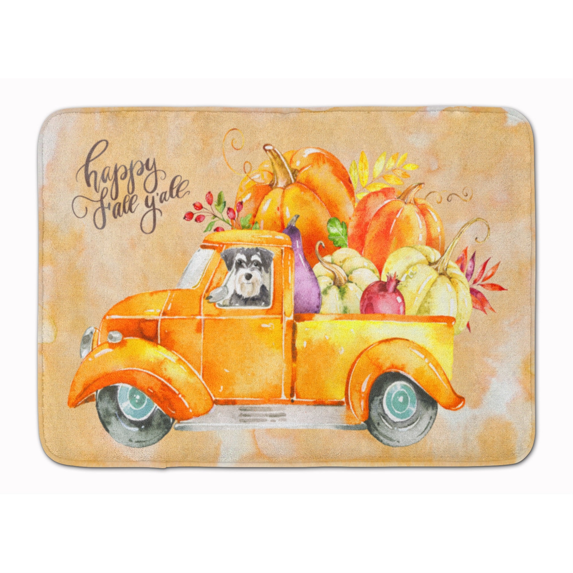Caroline'S Treasures Fall Harvest Schnauzer Machine Washable Memory Foam Mat Doormats, Multicolor