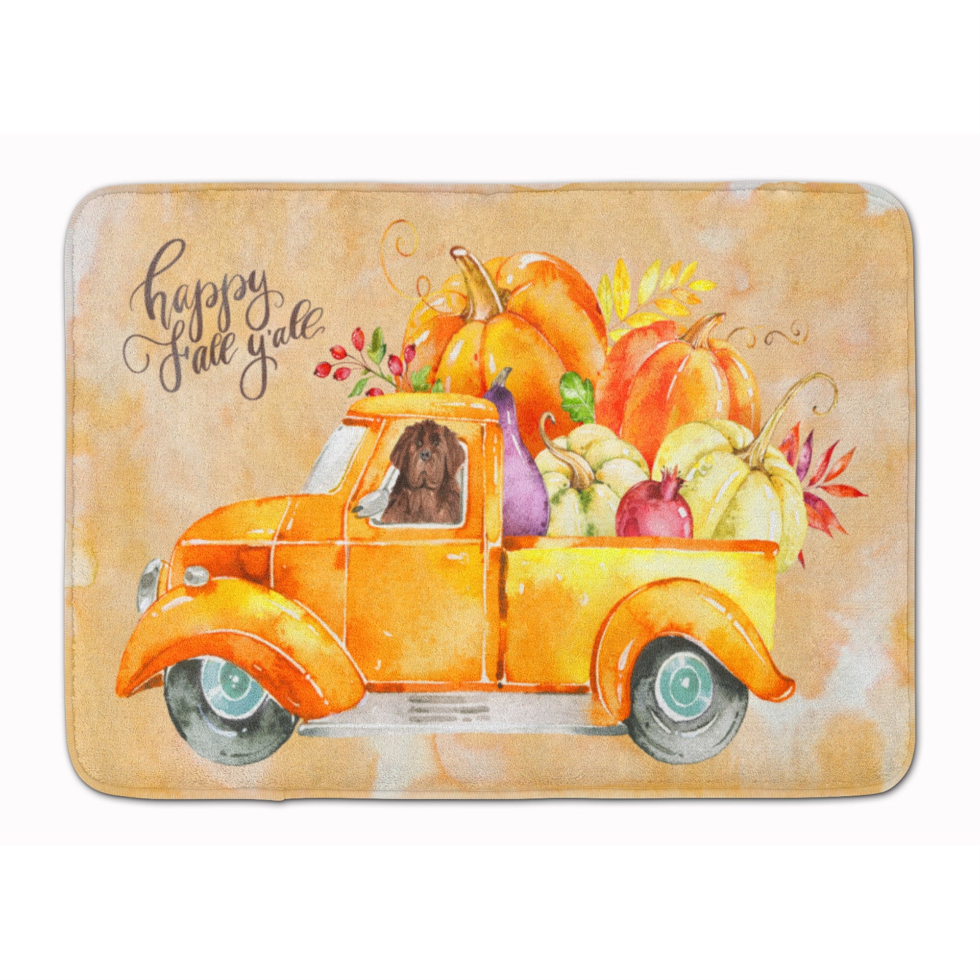 Caroline'S Treasures Fall Harvest Newfoundland Machine Washable Memory Foam Mat Doormats, Multicolor