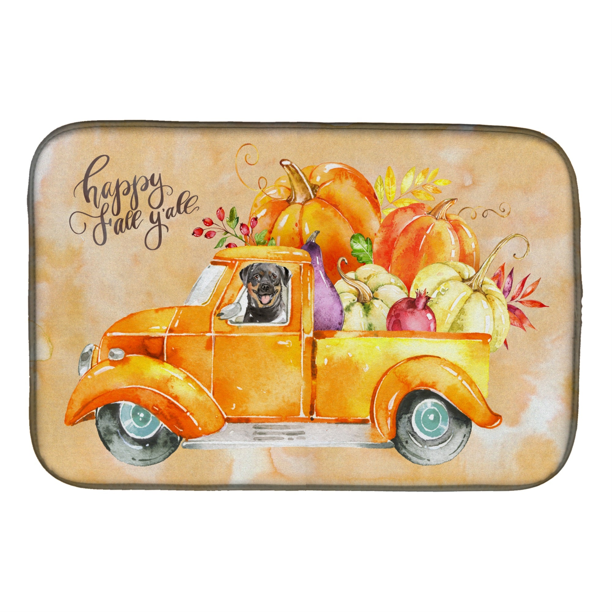 Caroline'S Treasures Ck2629Ddm Fall Harvest Rottweiler Dish-Drying-Mats, 14X21, Multicolor