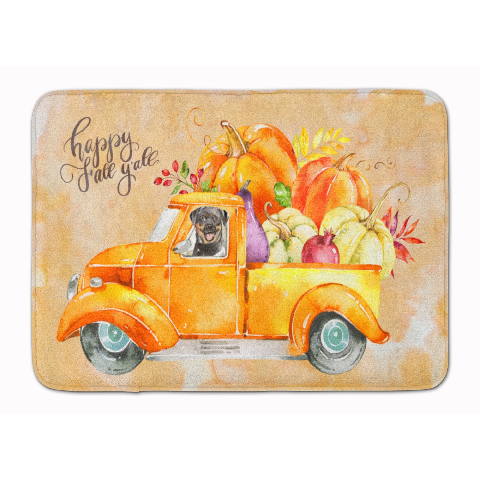 Caroline'S Treasures Fall Harvest Rottweiler Machine Washable Memory Foam Mat Doormats, Multicolor