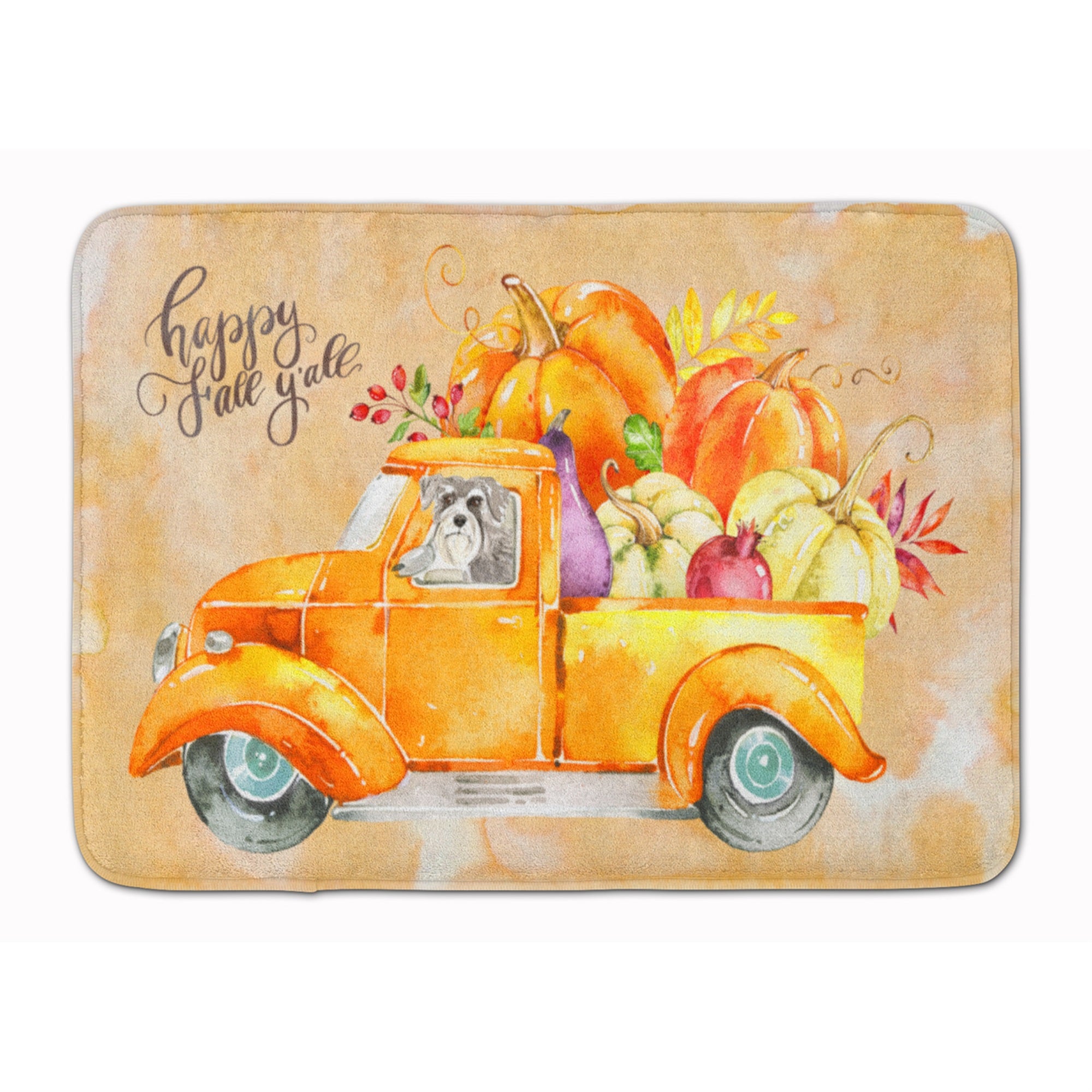 Caroline'S Treasures Fall Harvest Schnauzer #2 Machine Washable Memory Foam Mat Doormats, Multicolor