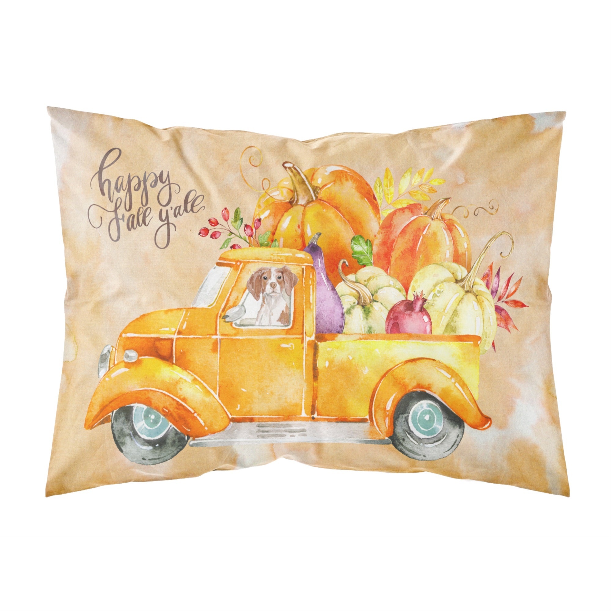 Fall Harvest Brittany Spaniel Fabric Standard Pillowcase