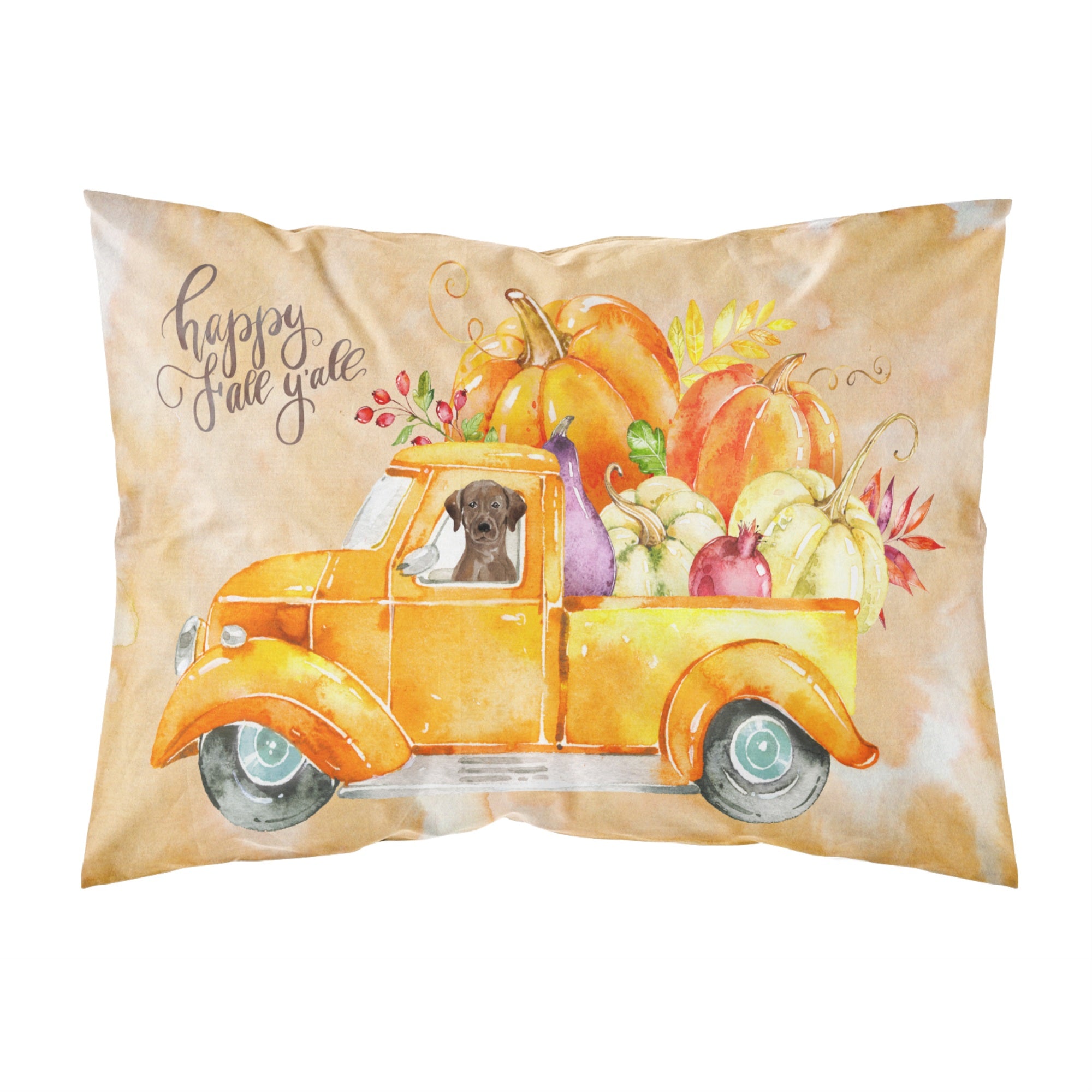 Fall Harvest Chocolate Labrador Retriever Fabric Standard Pillowcase
