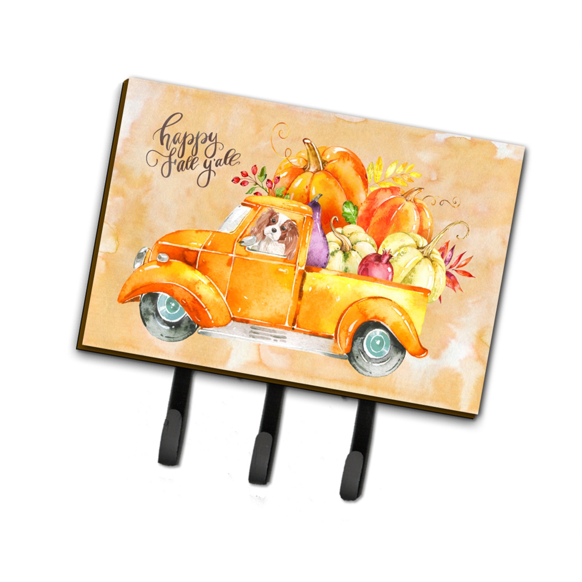 Caroline'S Treasures Fall Harvest Blenheim Cavalier Spaniel Leash Or Key Holder Hooks, Multicolor
