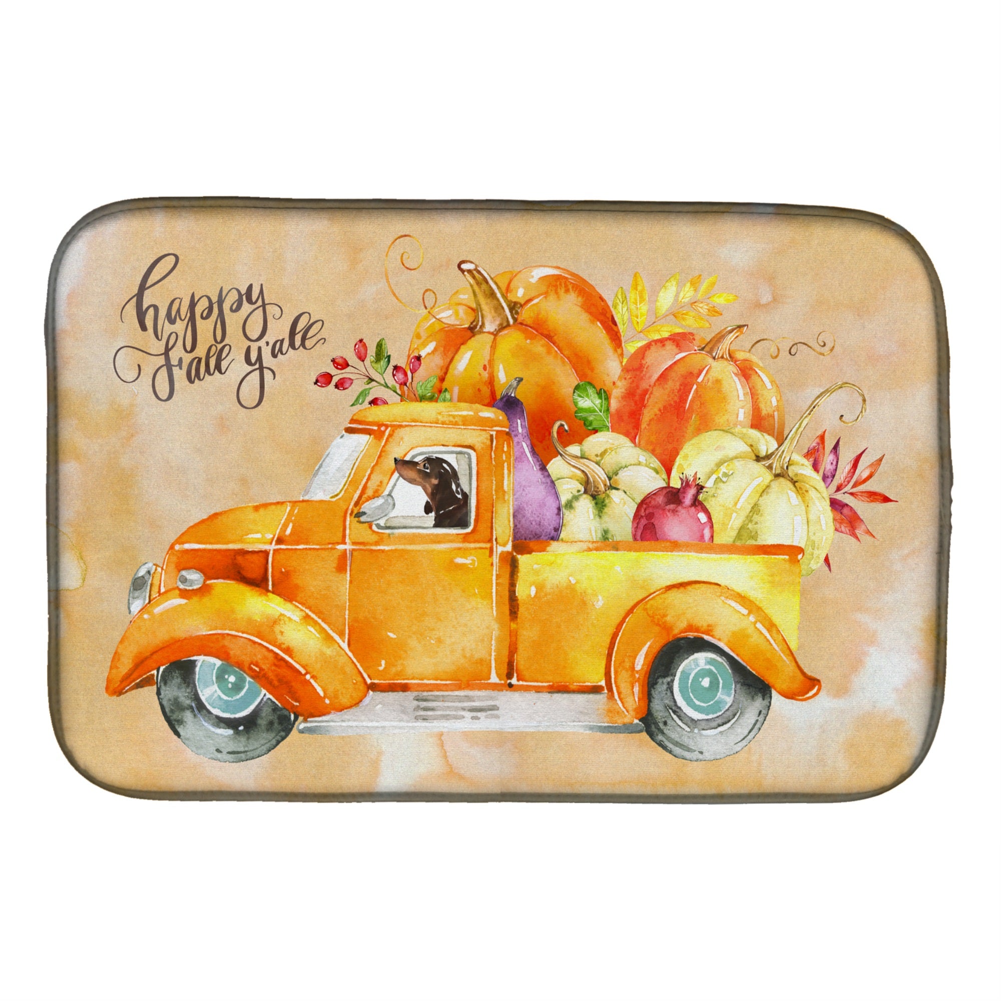 Caroline'S Treasures Ck2655Ddm Fall Harvest Dachshund Dish-Drying-Mats, 14X21, Multicolor