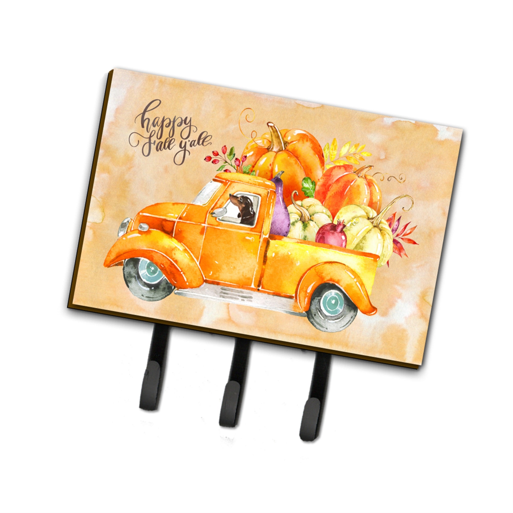 Caroline'S Treasures Fall Harvest Dachshund Leash Or Key Holder Hooks, Multicolor