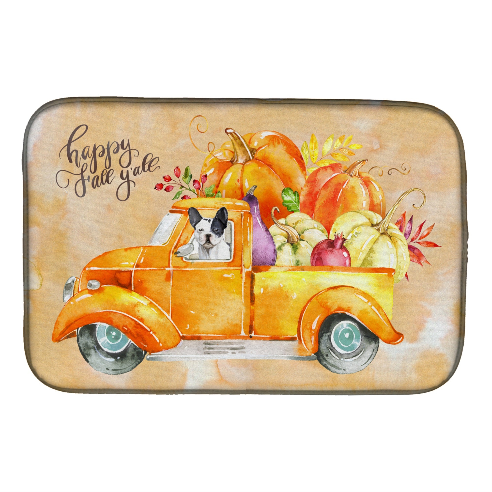 Caroline'S Treasures Ck2656Ddm Fall Harvest French Bulldog Dish-Drying-Mats, 14X21, Multicolor