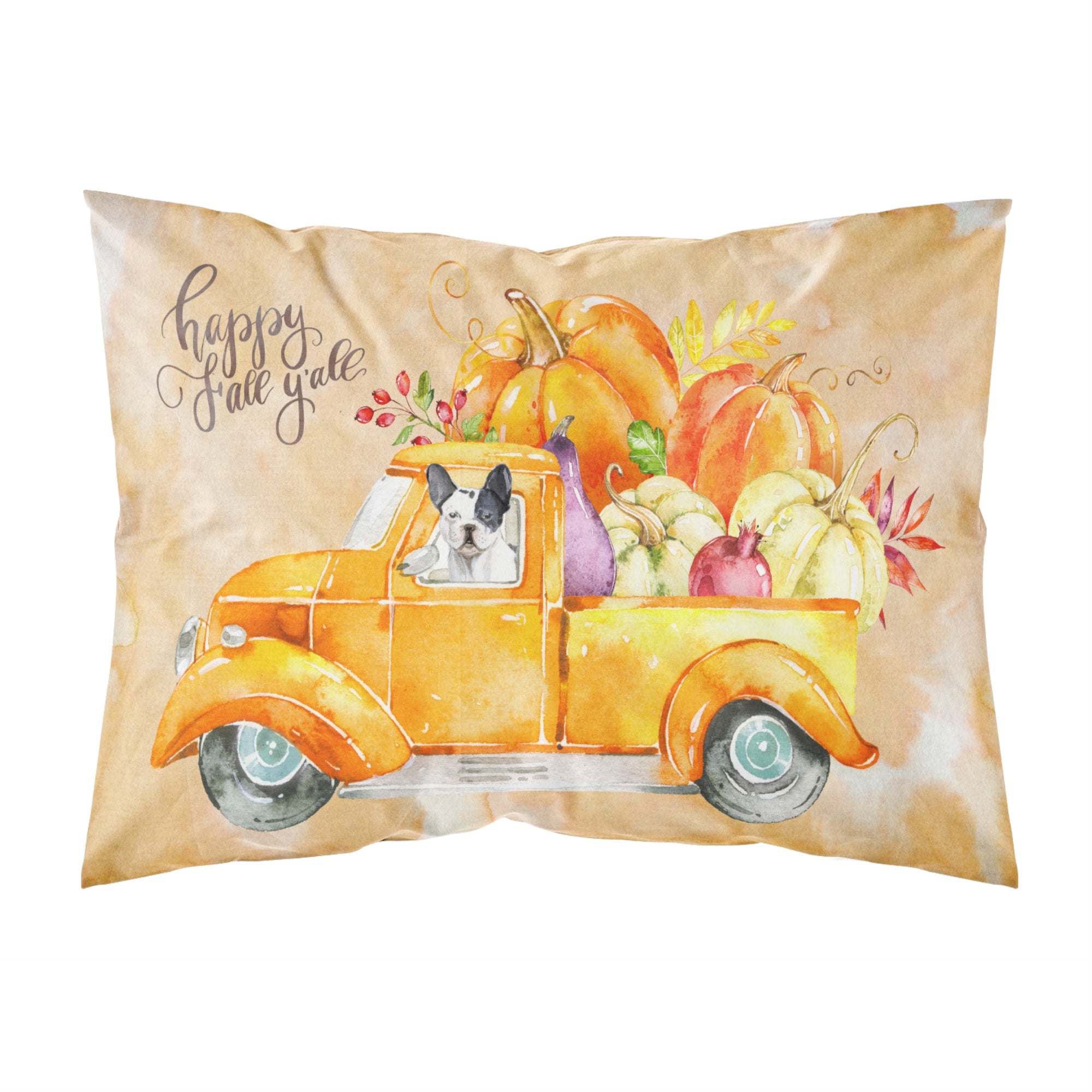 Fall Harvest French Bulldog Fabric Standard Pillowcase