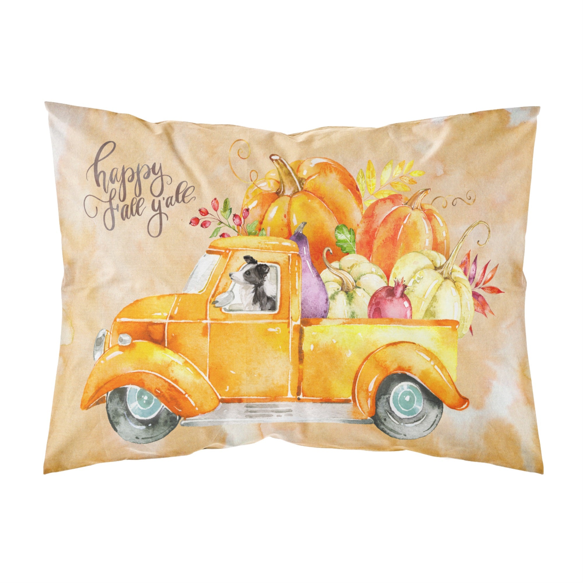 Fall Harvest Border Collie Fabric Standard Pillowcase