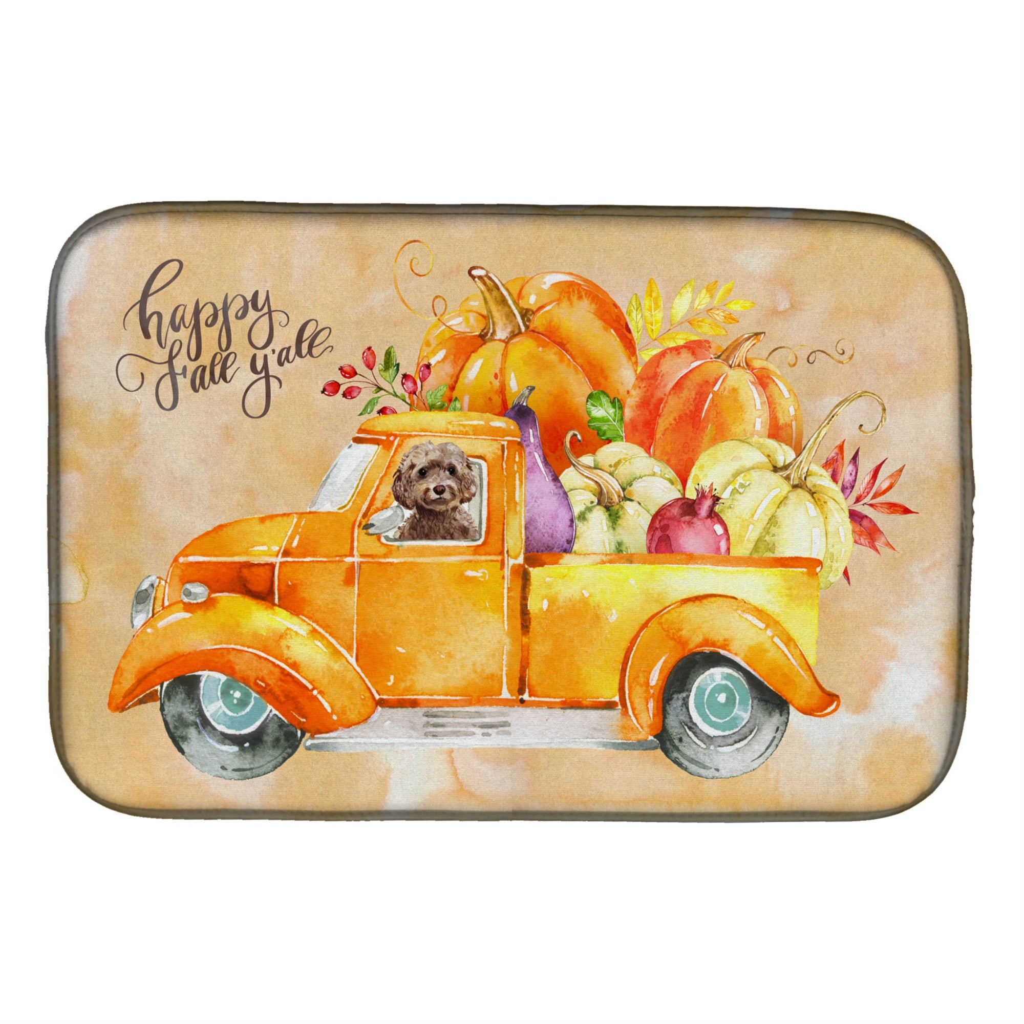 Caroline'S Treasures Ck2658Ddm Fall Harvest Brown Cockapoo Dish-Drying-Mats, 14X21, Multicolor