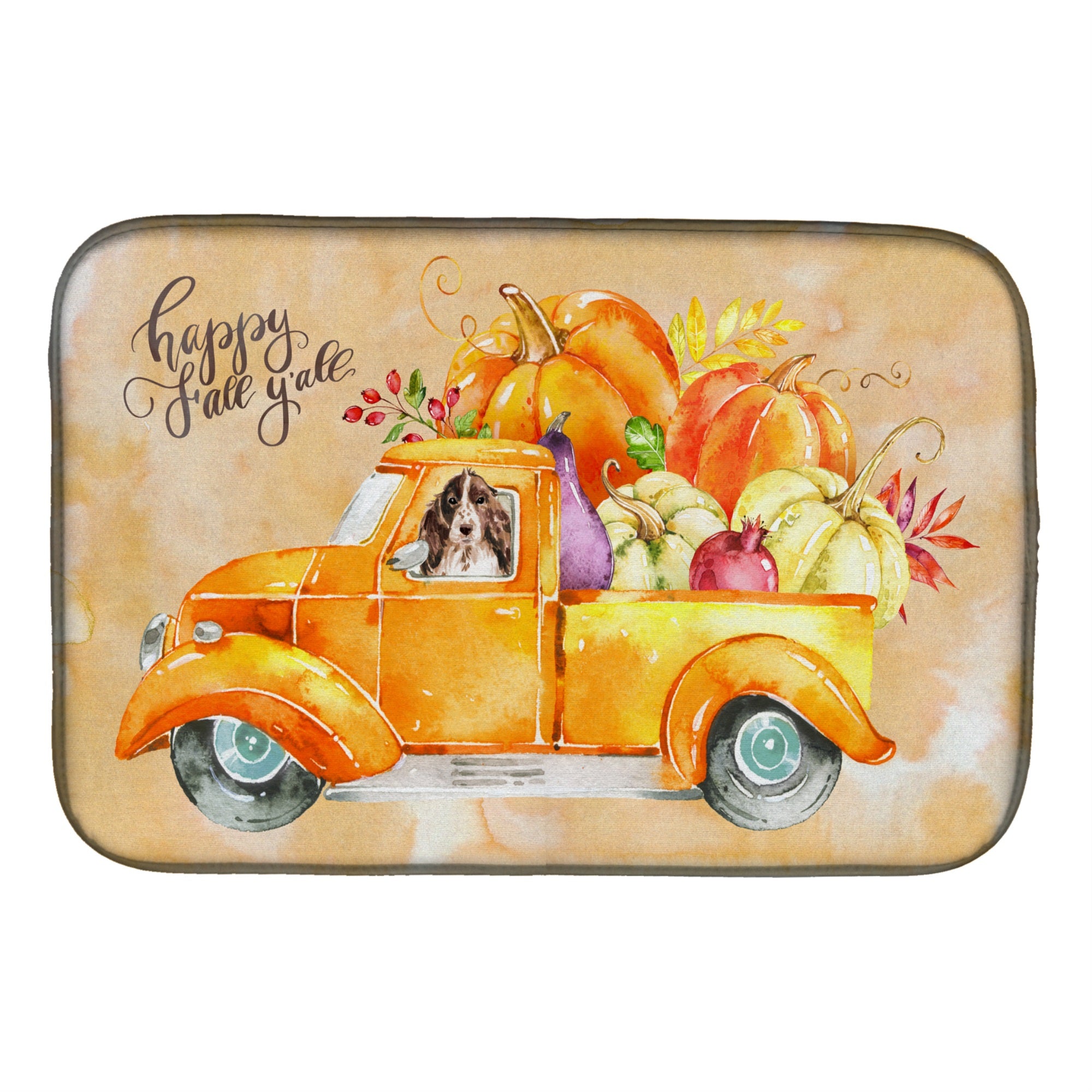 Caroline'S Treasures Ck2659Ddm Fall Brown Parti Cocker Spaniel Dish-Drying-Mats, 14X21, Multicolor