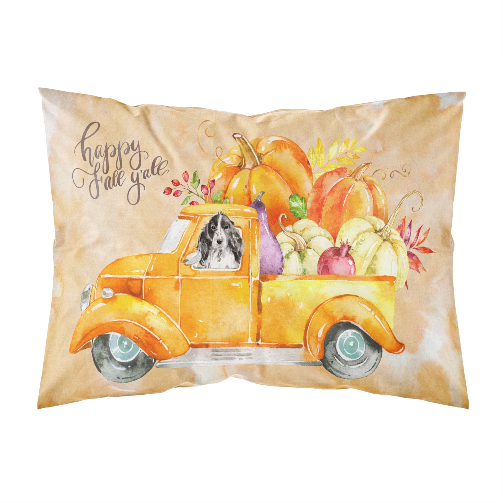 Fall Harvest Black Parti Cocker Spaniel Fabric Standard Pillowcase