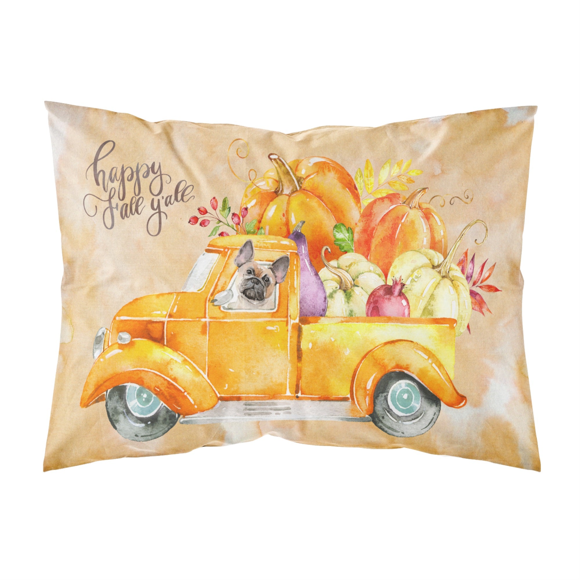 Fall Harvest Fawn French Bulldog Fabric Standard Pillowcase