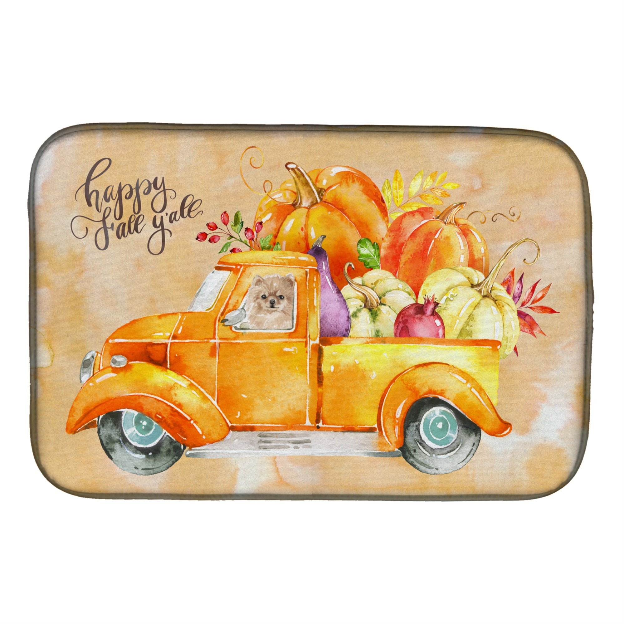 Caroline'S Treasures Ck2674Ddm Fall Harvest Pomeranian Dish-Drying-Mats, 14X21, Multicolor