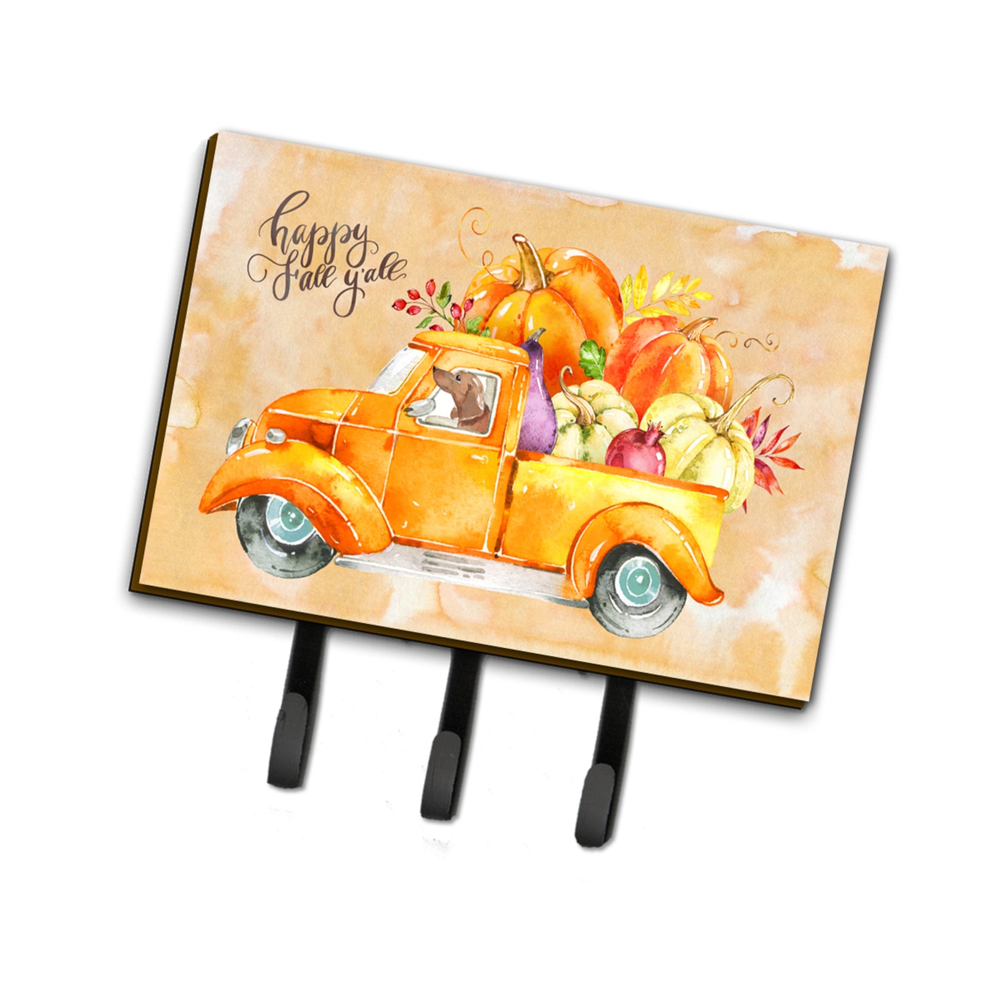 Caroline'S Treasures Fall Harvest Red Dachshund Leash Or Key Holder Hooks, Multicolor